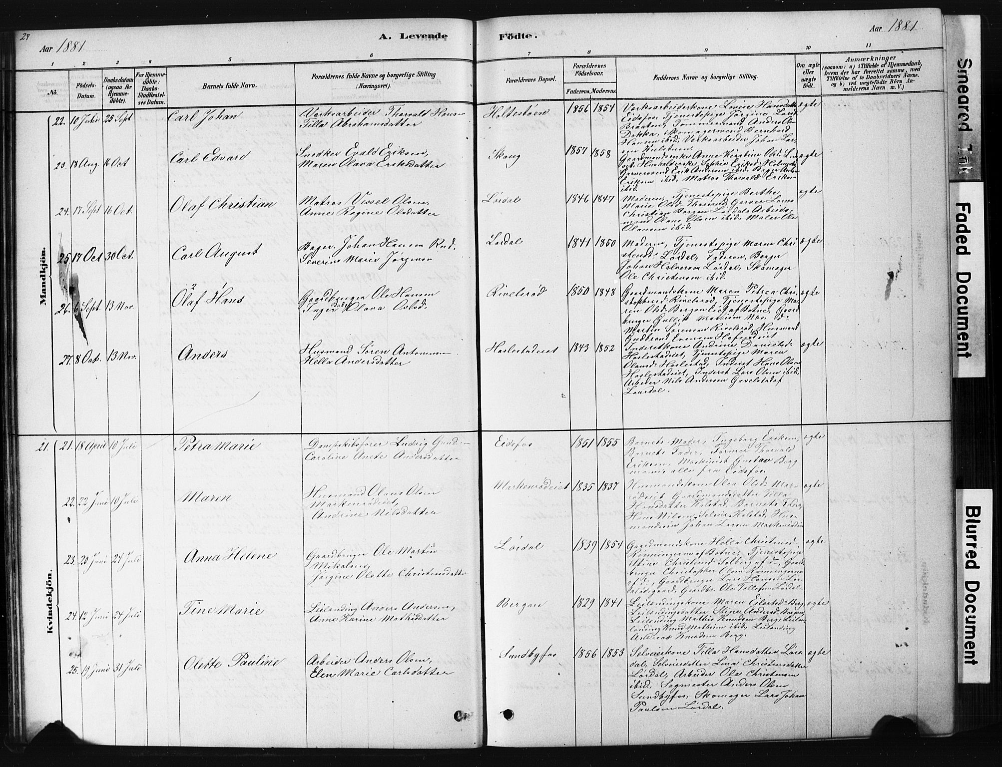 Hof kirkebøker, AV/SAKO-A-64/G/Ga/L0004: Parish register (copy) no. I 4, 1878-1930, p. 27