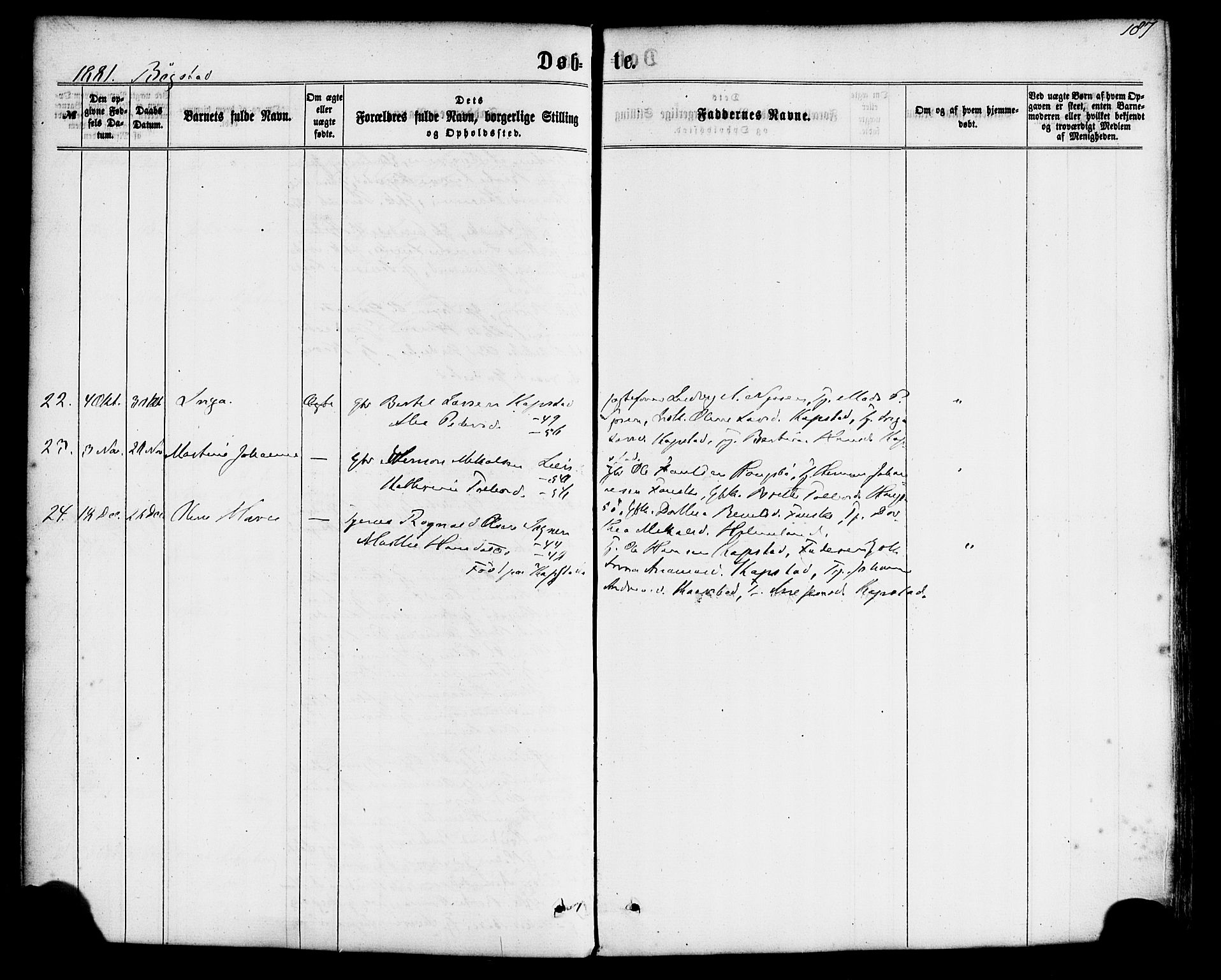 Gaular sokneprestembete, SAB/A-80001/H/Haa: Parish register (official) no. A 5, 1860-1881, p. 187