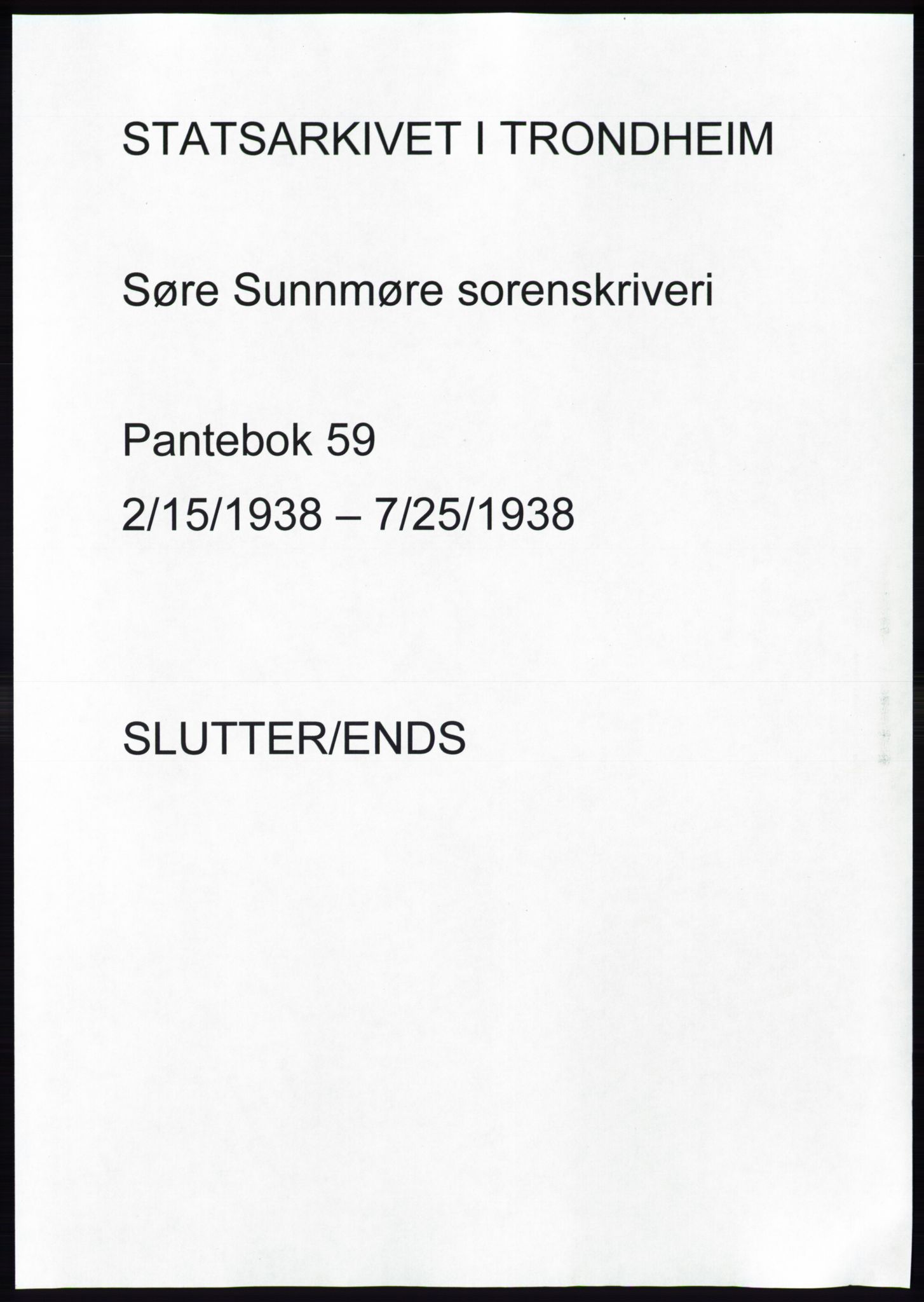 Søre Sunnmøre sorenskriveri, AV/SAT-A-4122/1/2/2C/L0065: Mortgage book no. 59, 1938-1938