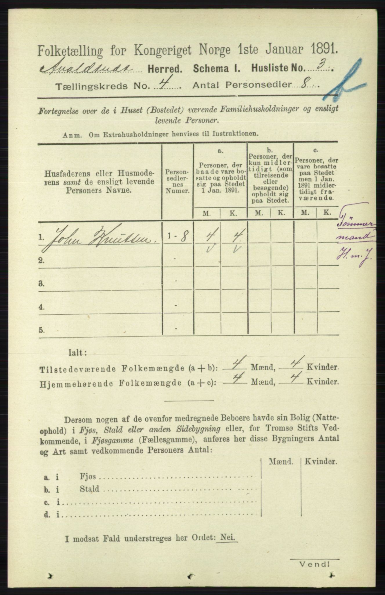 RA, 1891 census for 1147 Avaldsnes, 1891, p. 2788