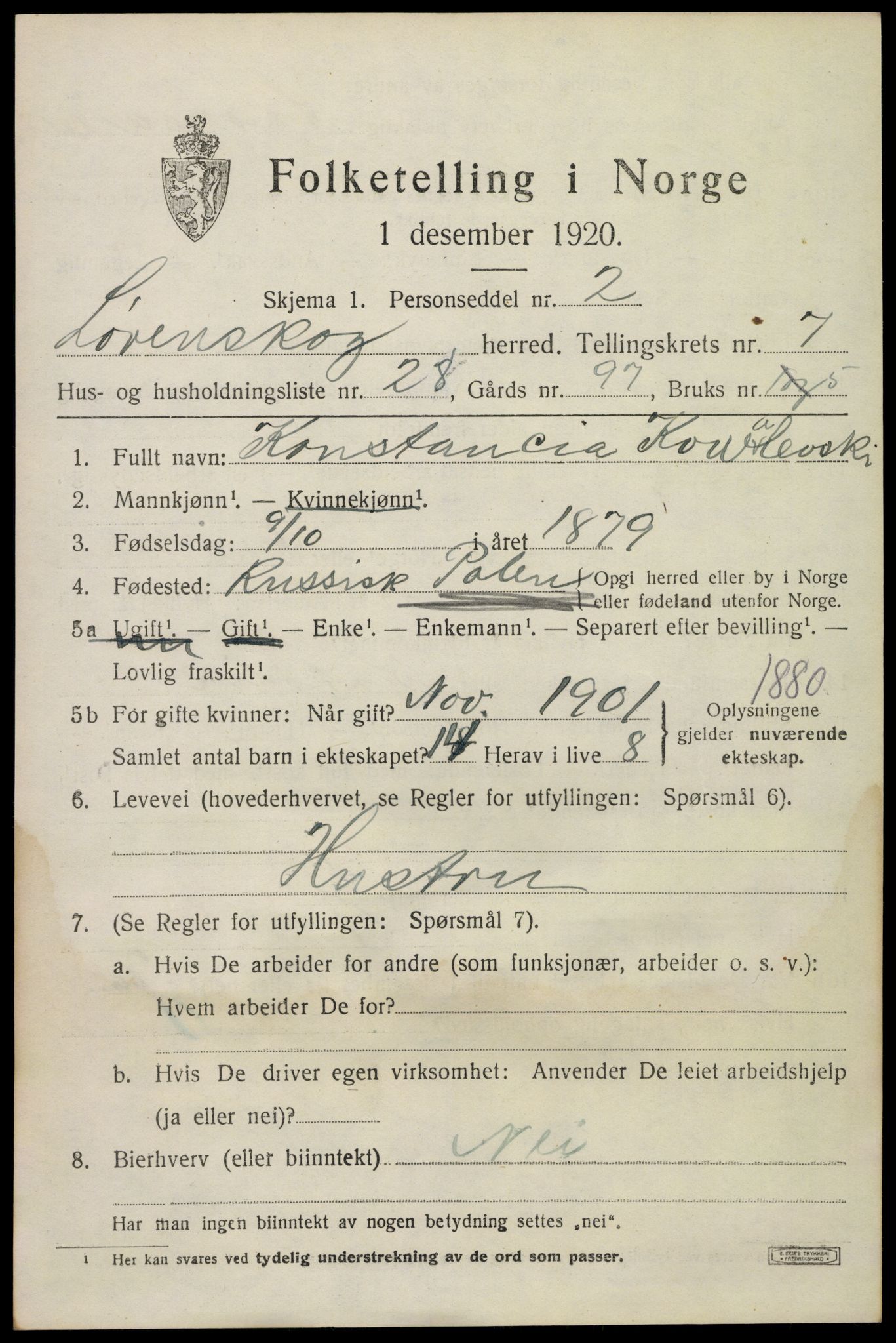 SAO, 1920 census for Lørenskog, 1920, p. 6116