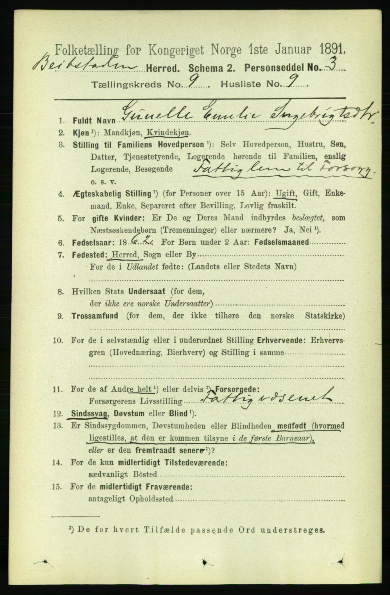 RA, 1891 census for 1727 Beitstad, 1891, p. 2470