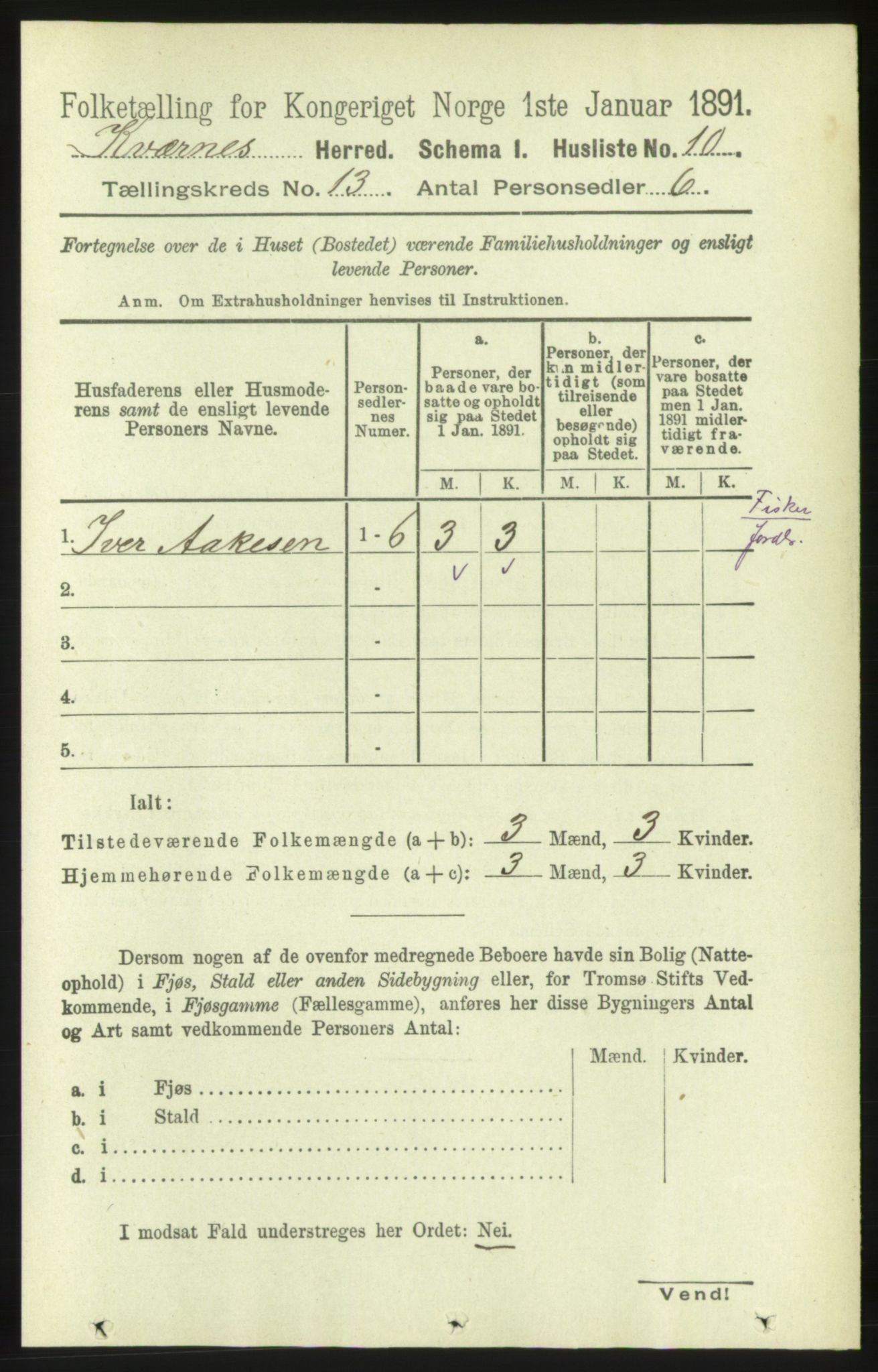 RA, 1891 census for 1553 Kvernes, 1891, p. 5394