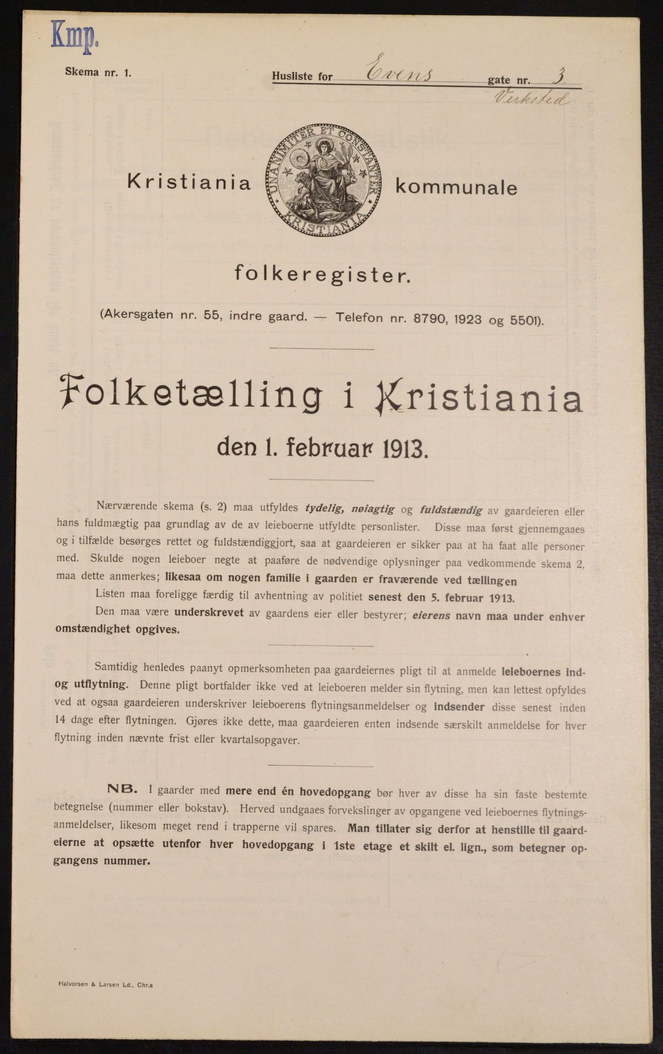 OBA, Municipal Census 1913 for Kristiania, 1913, p. 23011