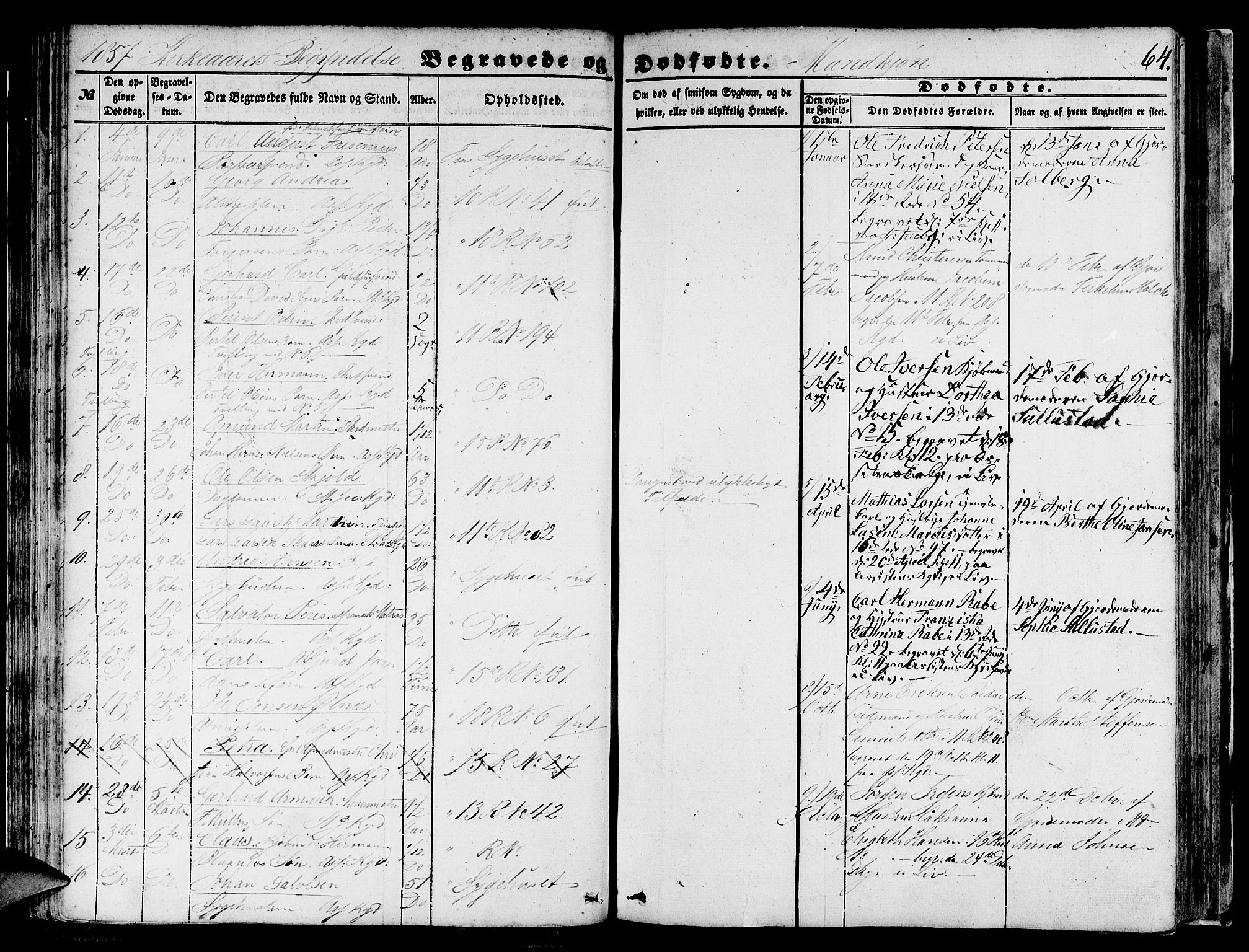 Domkirken sokneprestembete, SAB/A-74801/H/Hab/L0038: Parish register (copy) no. E 2, 1847-1859, p. 64