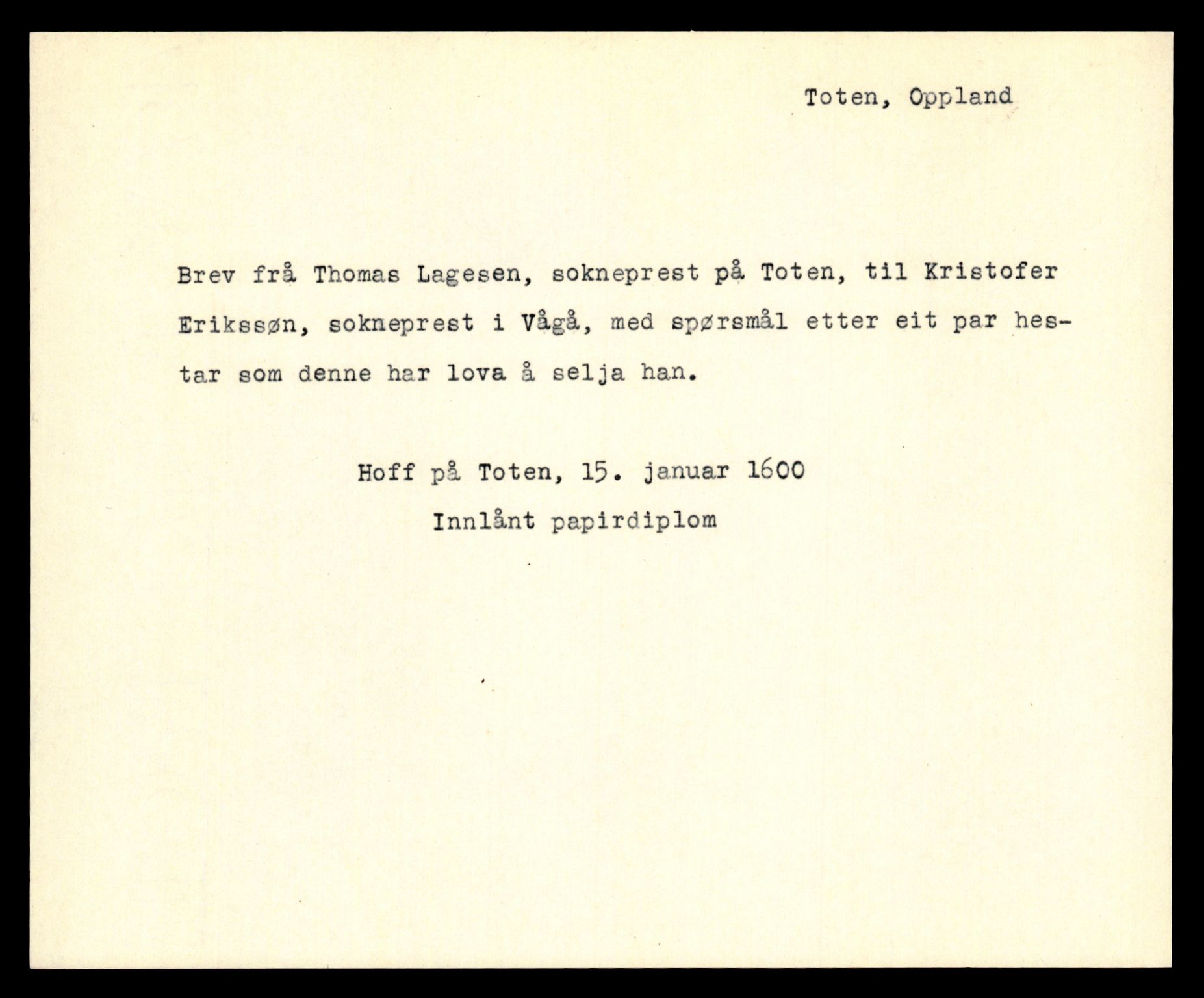 Riksarkivets diplomsamling, AV/RA-EA-5965/F35/F35e/L0011: Registreringssedler Oppland 3, 1400-1700, p. 199