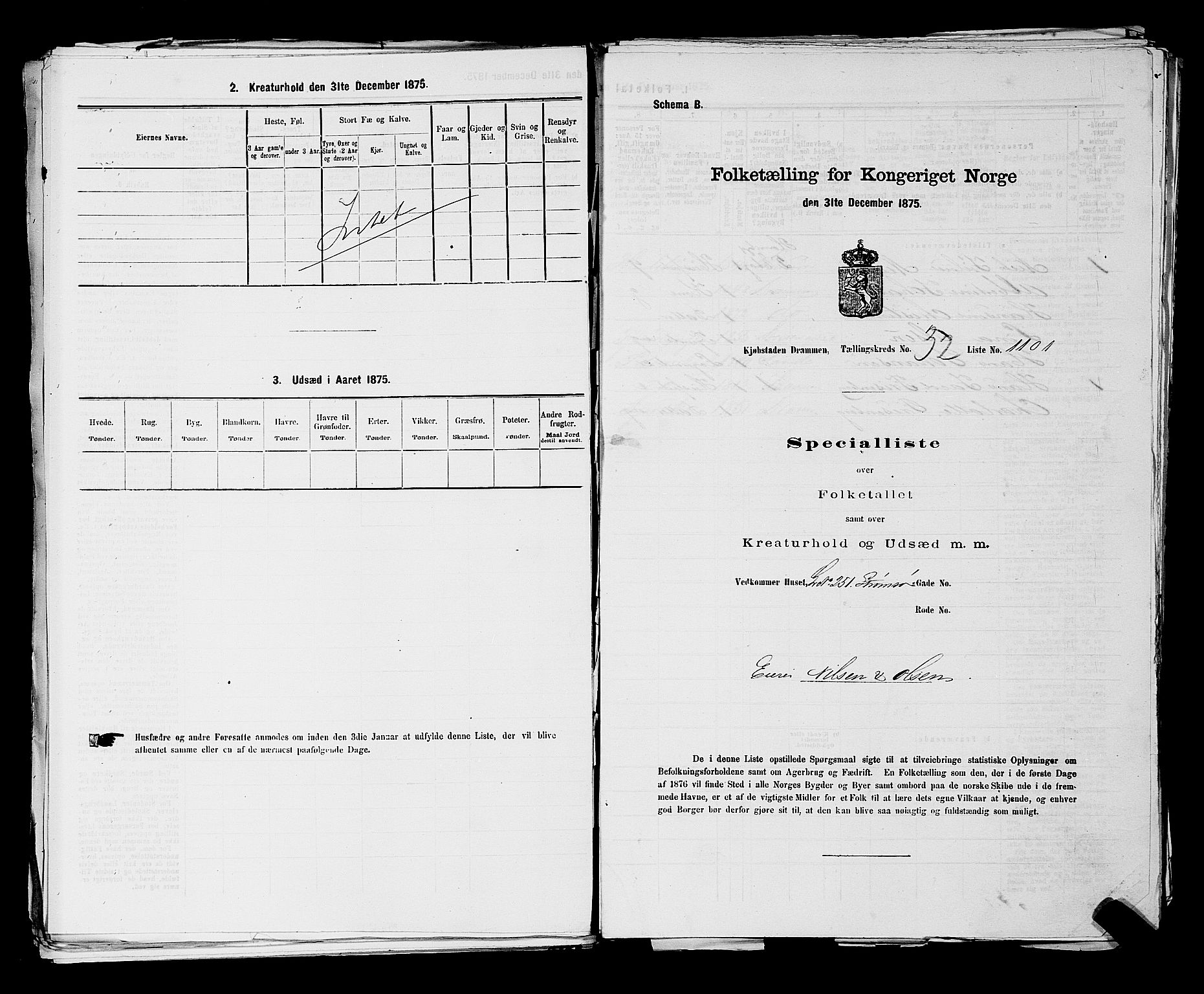 SAKO, 1875 census for 0602 Drammen, 1875, p. 2940