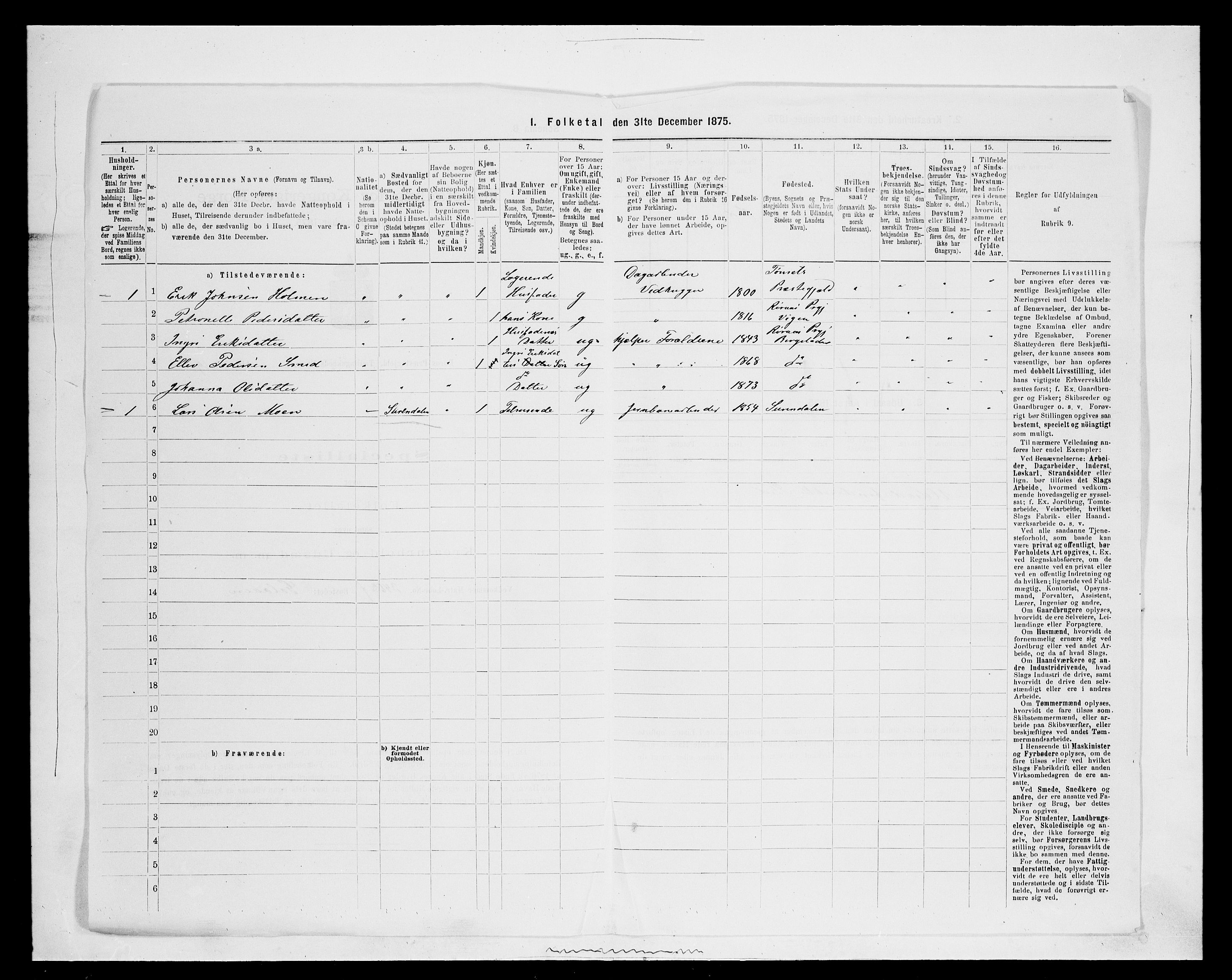 SAH, 1875 census for 0436P Tolga, 1875, p. 1192