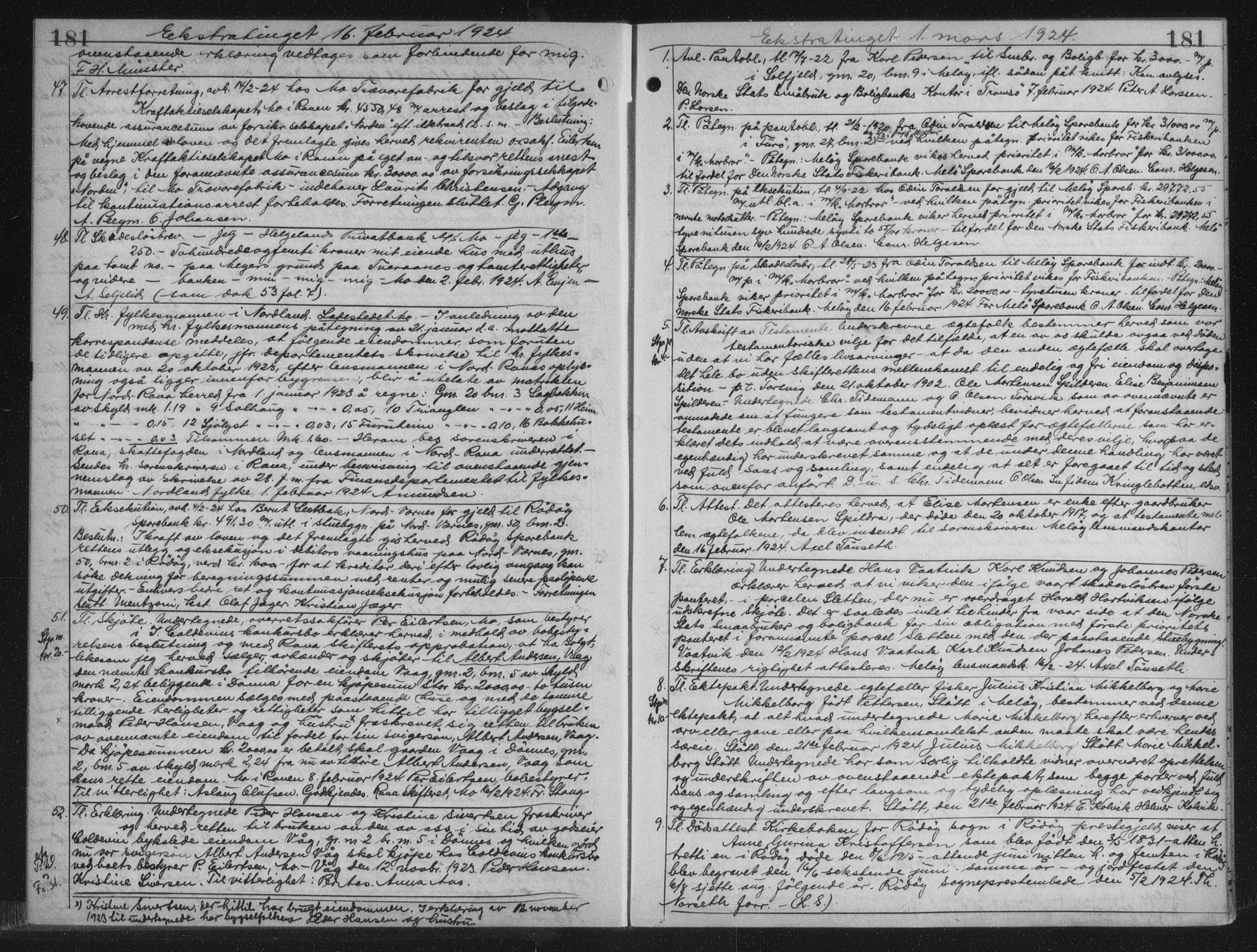 Rana sorenskriveri , AV/SAT-A-1108/1/2/2C/L0018: Mortgage book no. 18, 1923-1928, p. 181, Deed date: 01.03.1924