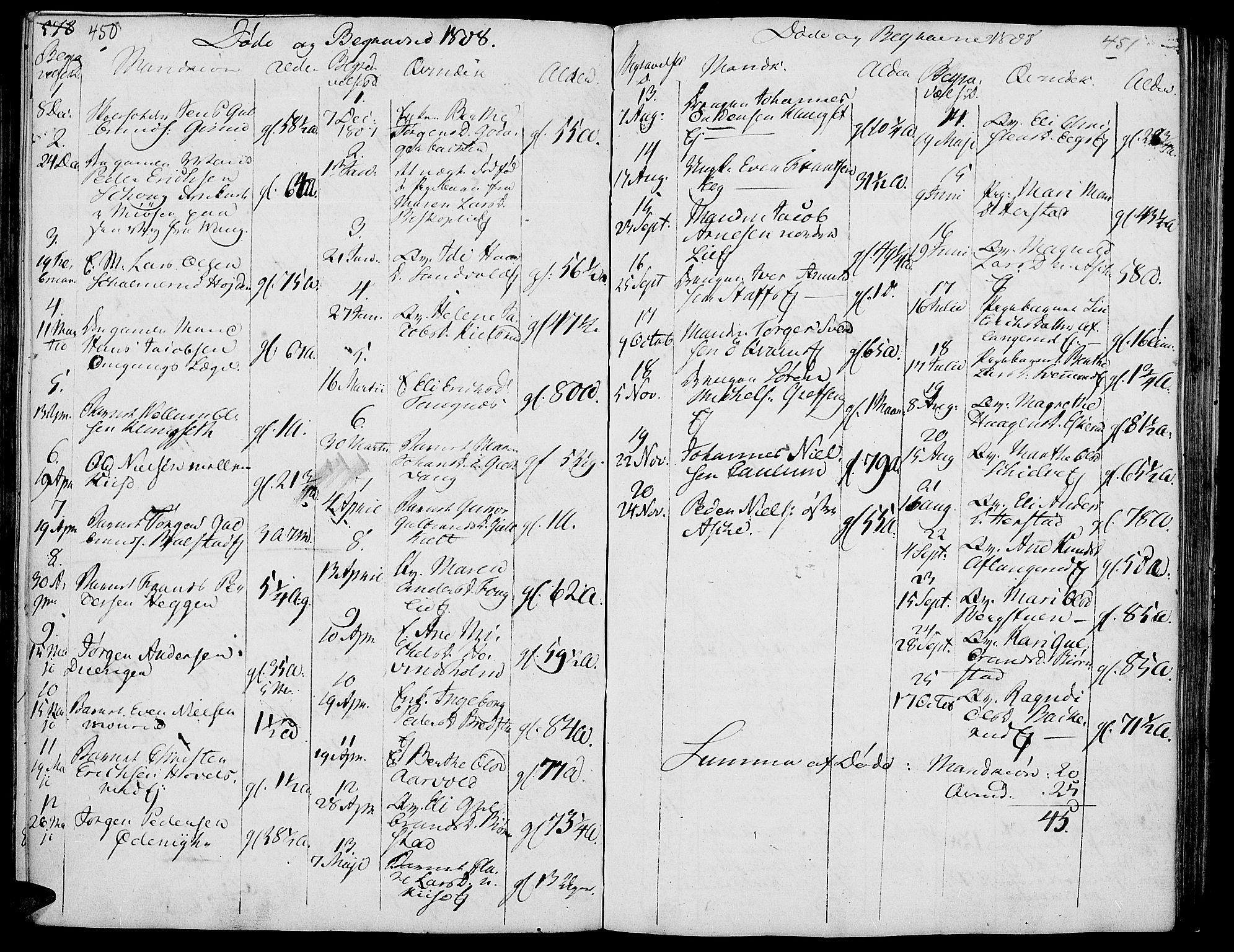 Nes prestekontor, Hedmark, AV/SAH-PREST-020/K/Ka/L0001: Parish register (official) no. 1, 1802-1814, p. 450-451