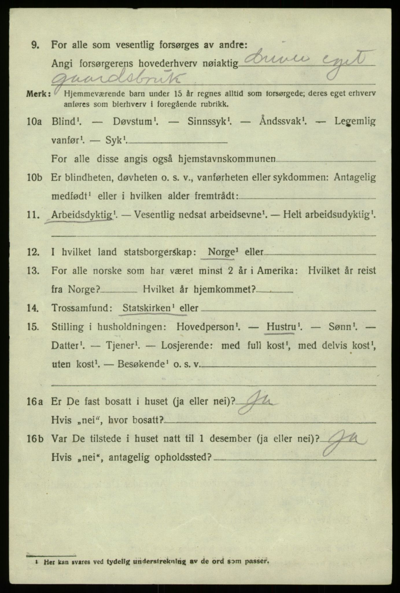 SAB, 1920 census for Hosanger, 1920, p. 5422