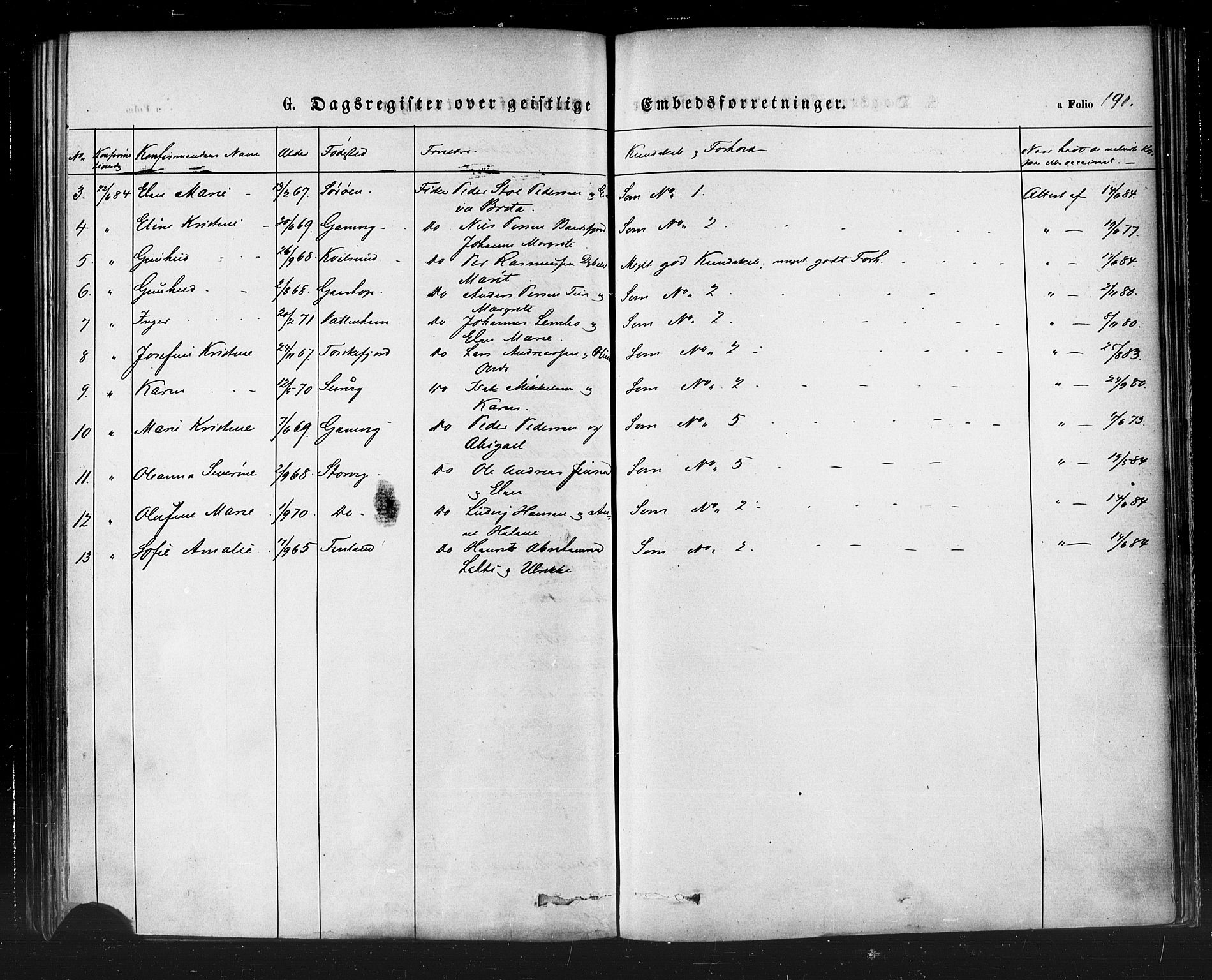 Hammerfest sokneprestkontor, AV/SATØ-S-1347/H/Ha/L0007.kirke: Parish register (official) no. 7, 1869-1884, p. 191