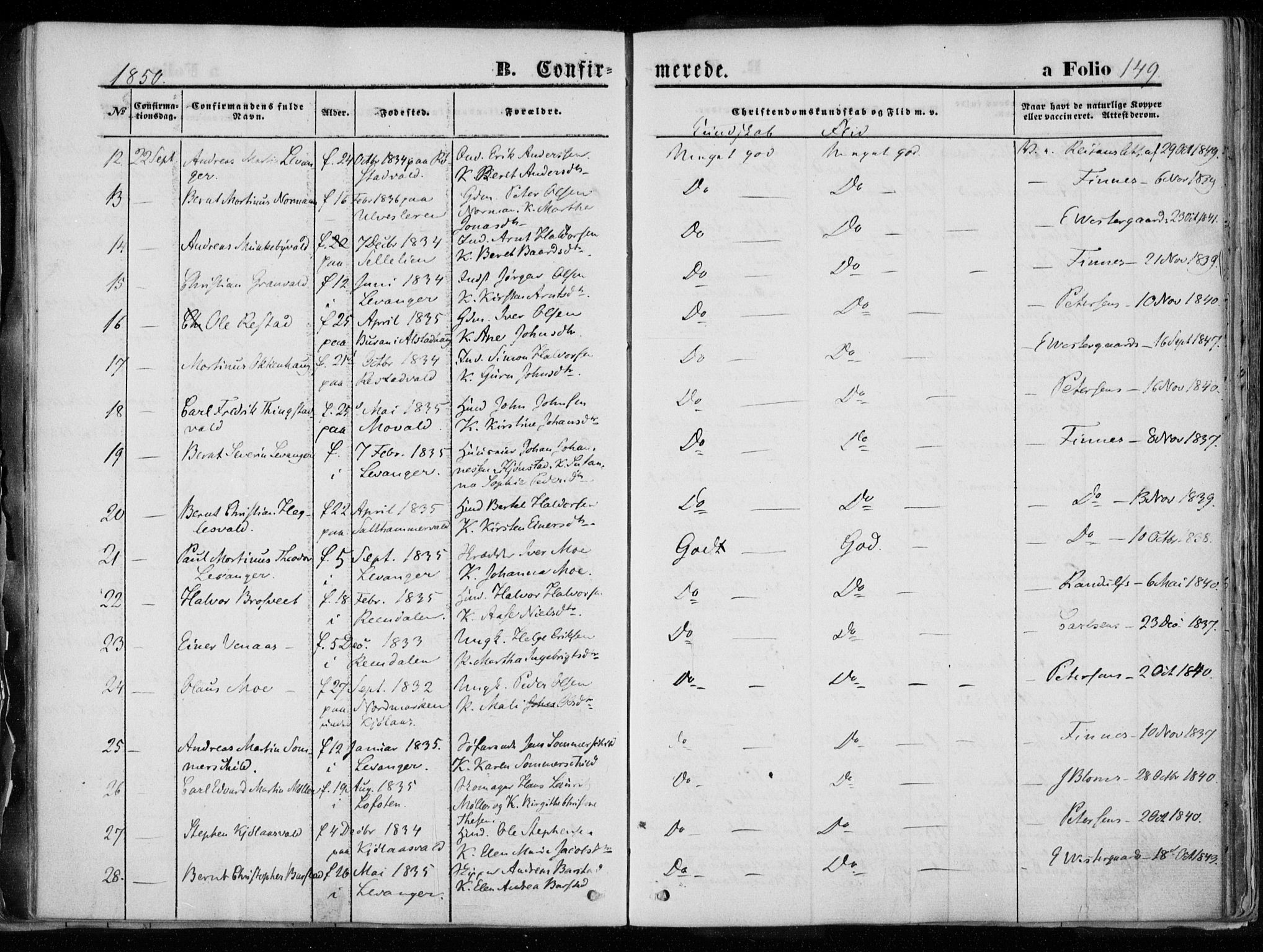 Ministerialprotokoller, klokkerbøker og fødselsregistre - Nord-Trøndelag, SAT/A-1458/720/L0183: Parish register (official) no. 720A01, 1836-1855, p. 149