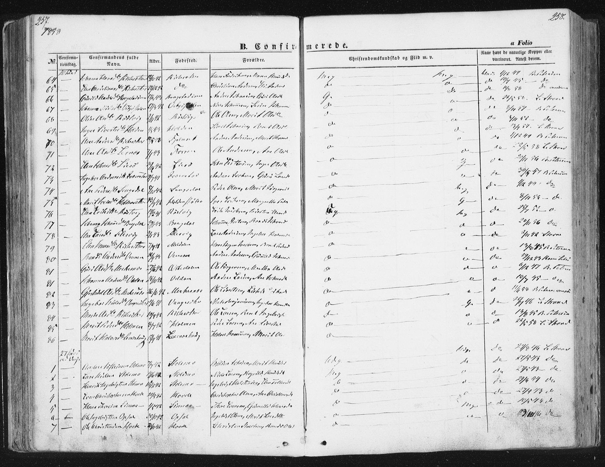 Ministerialprotokoller, klokkerbøker og fødselsregistre - Sør-Trøndelag, AV/SAT-A-1456/630/L0494: Parish register (official) no. 630A07, 1852-1868, p. 257-258