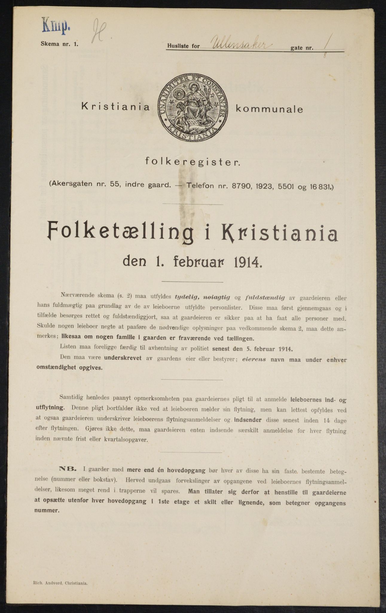 OBA, Municipal Census 1914 for Kristiania, 1914, p. 119763