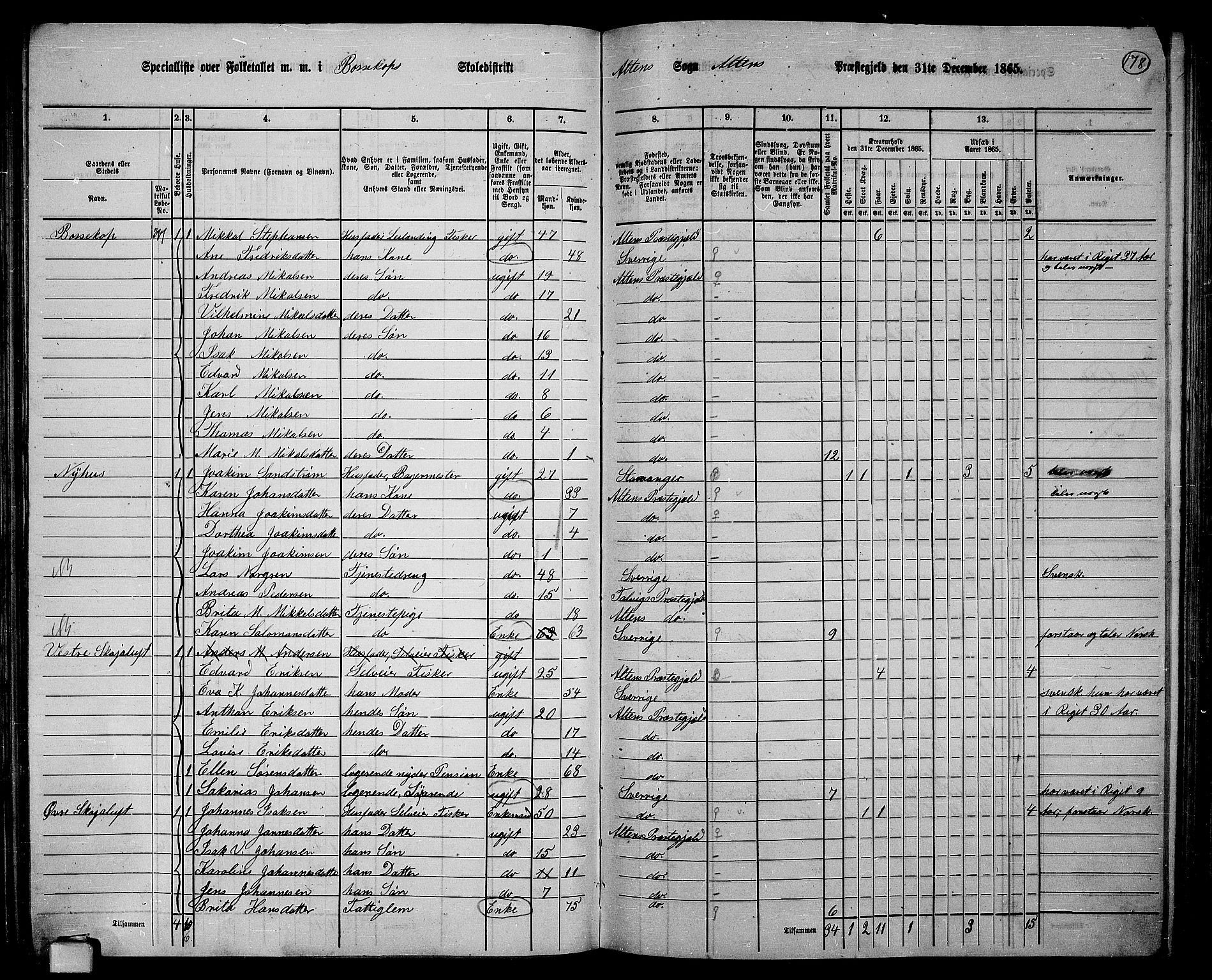 RA, 1865 census for Alta, 1865, p. 13