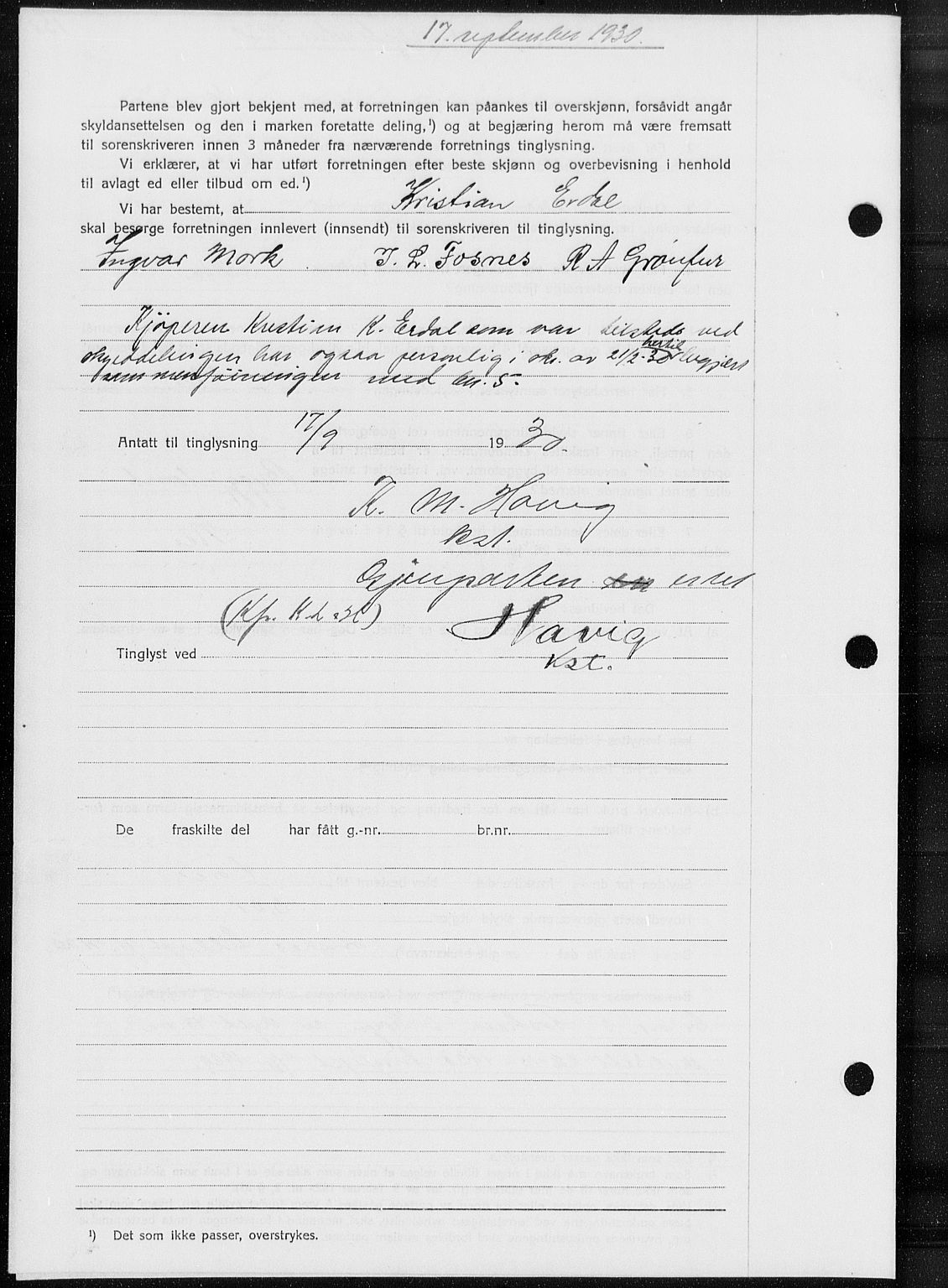 Nordfjord sorenskriveri, AV/SAB-A-2801/02/02b/02ba/L0073: Mortgage book no. II.B.a.73, 1930-1931, Deed date: 17.09.1930