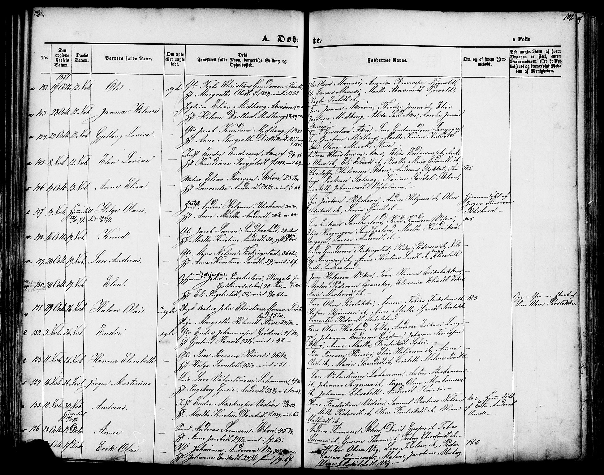Skudenes sokneprestkontor, SAST/A -101849/H/Ha/Haa/L0006: Parish register (official) no. A 4, 1864-1881, p. 102
