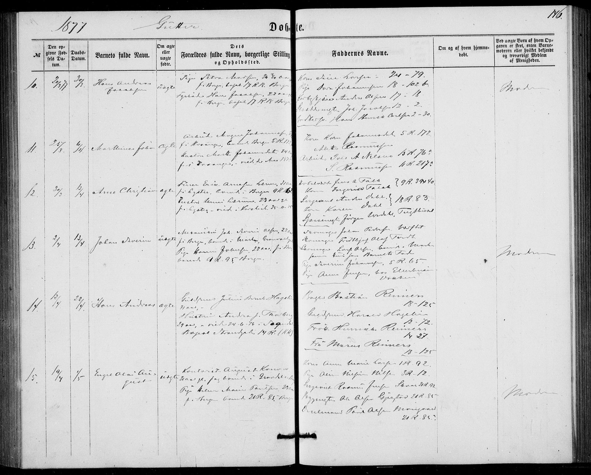 Fødselsstiftelsens sokneprestembete, ført av overlegen*, SAB/-: Parish register (official) no. A 1, 1863-1883, p. 146