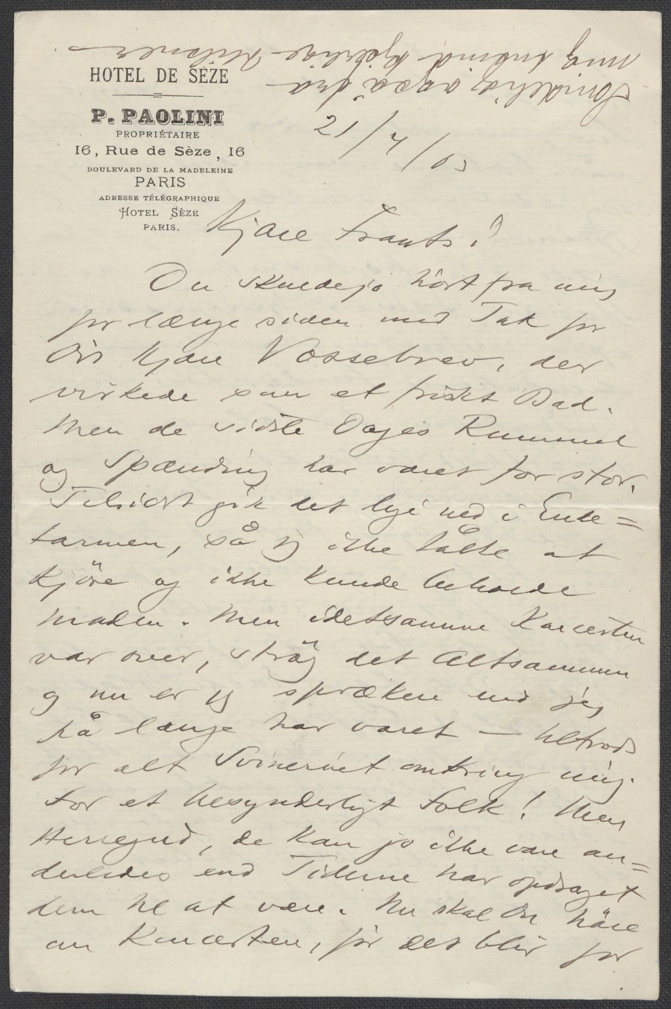 Beyer, Frants, AV/RA-PA-0132/F/L0001: Brev fra Edvard Grieg til Frantz Beyer og "En del optegnelser som kan tjene til kommentar til brevene" av Marie Beyer, 1872-1907, p. 705