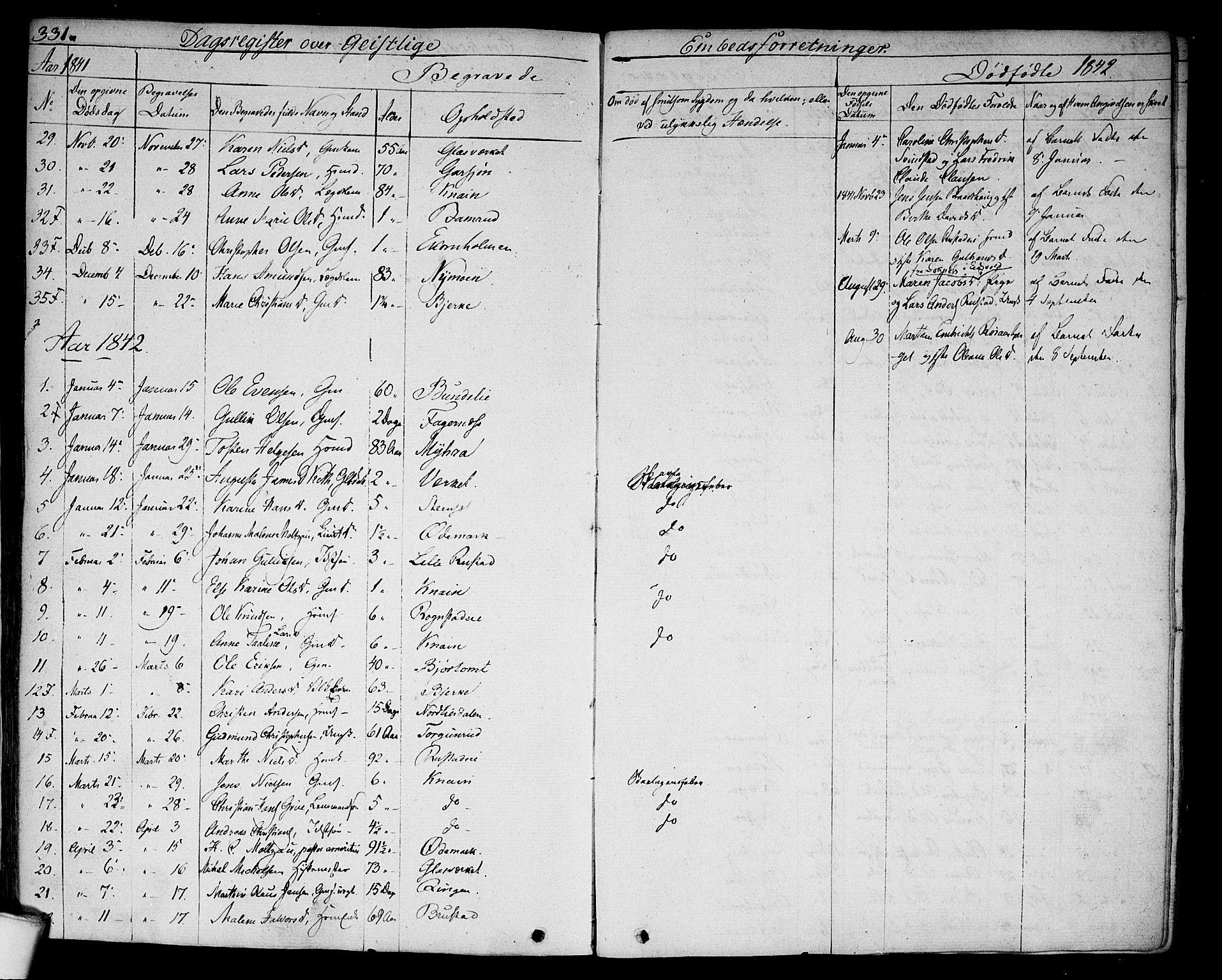 Hurdal prestekontor Kirkebøker, SAO/A-10889/F/Fa/L0004: Parish register (official) no. I 4, 1828-1845, p. 331
