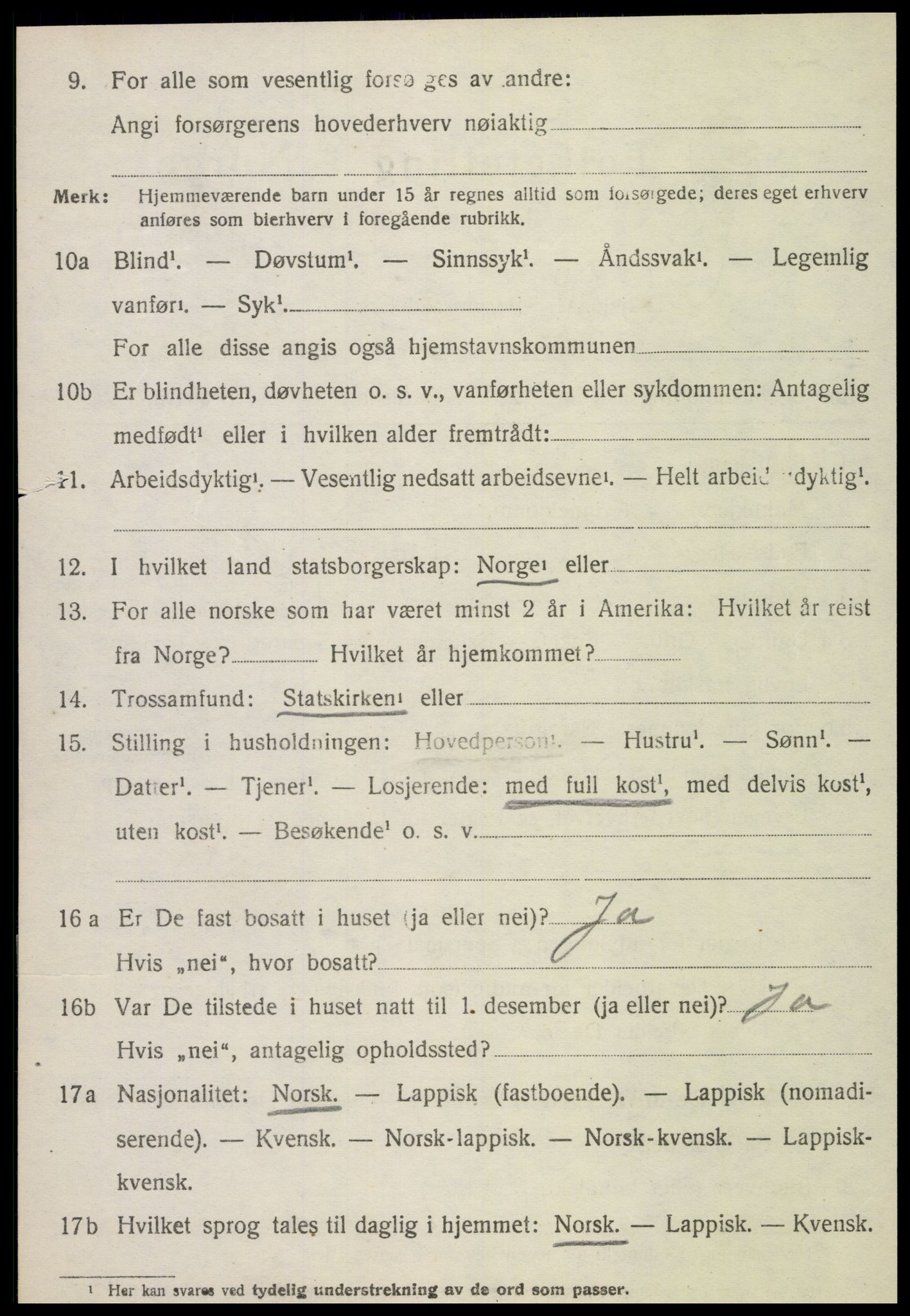 SAT, 1920 census for Vikna, 1920, p. 1154