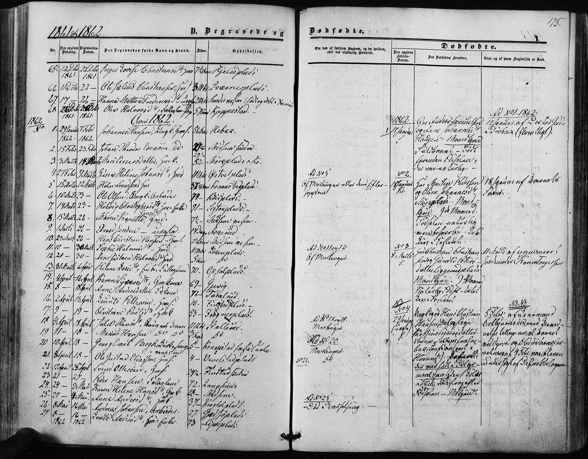 Kråkstad prestekontor Kirkebøker, SAO/A-10125a/F/Fa/L0007: Parish register (official) no. I 7, 1858-1870, p. 175