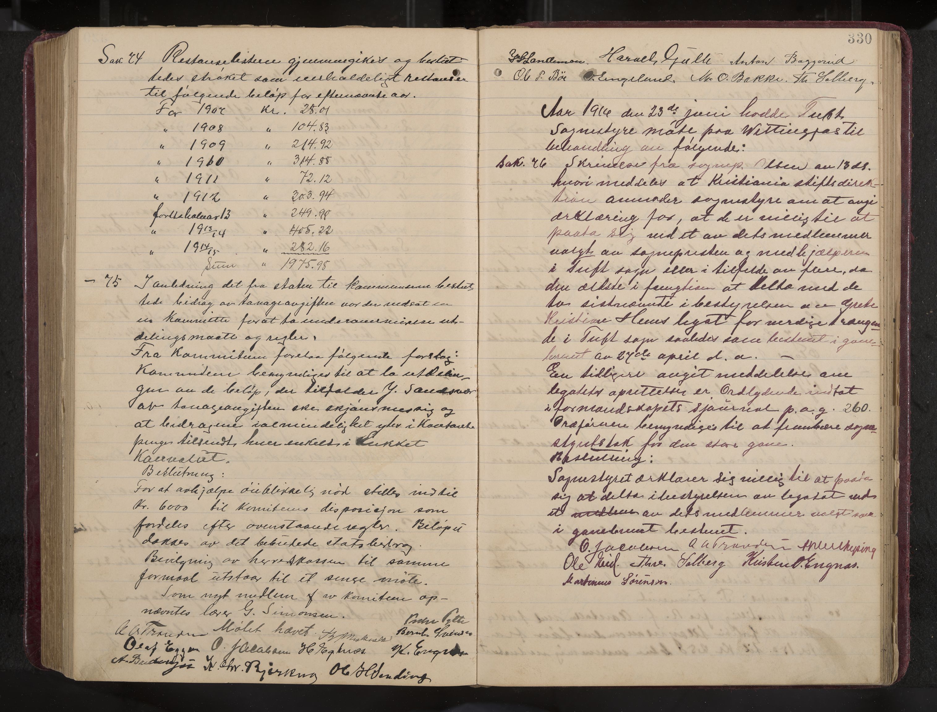 Ytre Sandsvær formannskap og sentraladministrasjon, IKAK/0629021/A/Aa/L0001: Møtebok med register, 1902-1919, p. 330