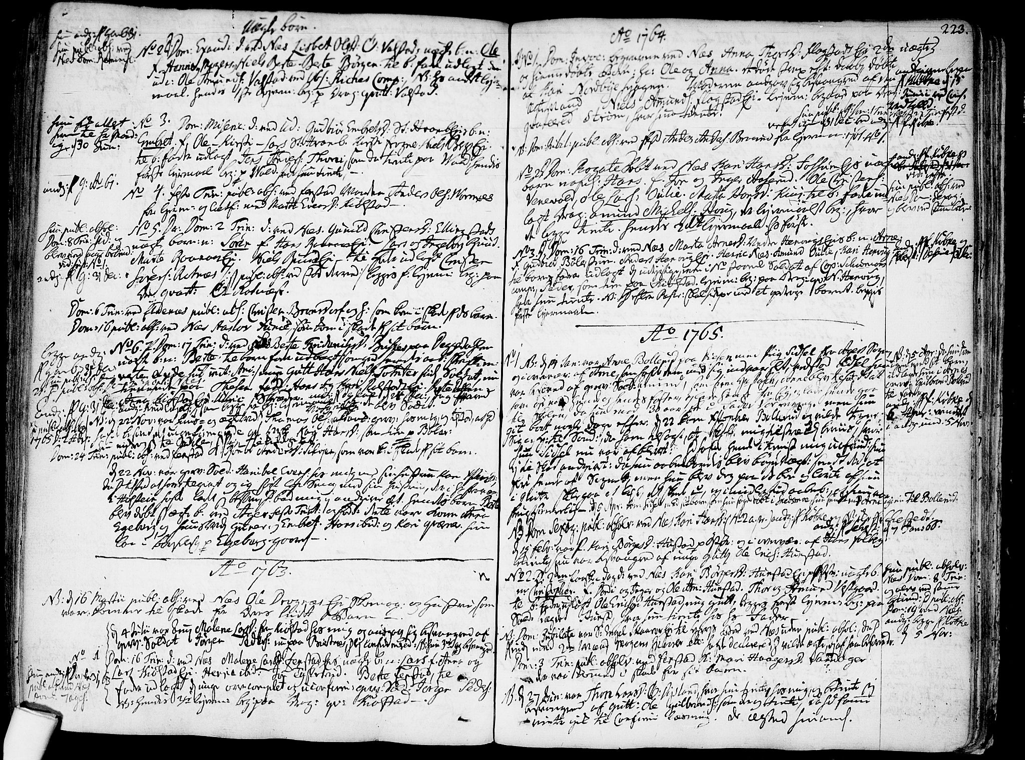 Nes prestekontor Kirkebøker, SAO/A-10410/F/Fa/L0003: Parish register (official) no. I 3, 1734-1781, p. 223