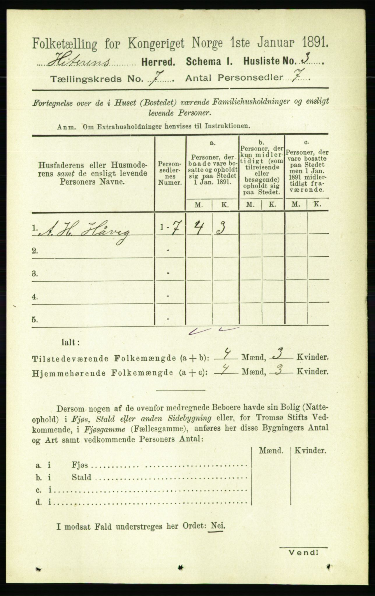 RA, 1891 census for 1617 Hitra, 1891, p. 1216