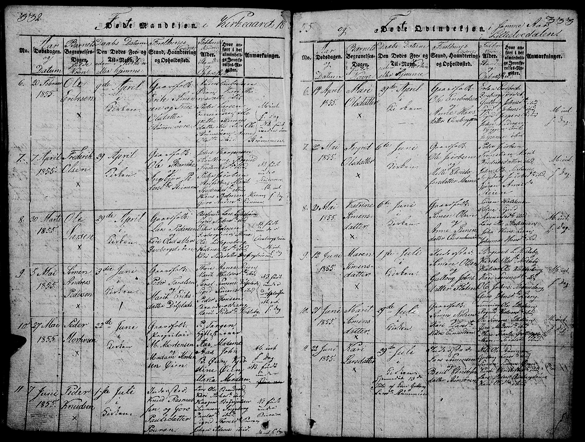 Tynset prestekontor, AV/SAH-PREST-058/H/Ha/Hab/L0002: Parish register (copy) no. 2, 1814-1862, p. 332-333