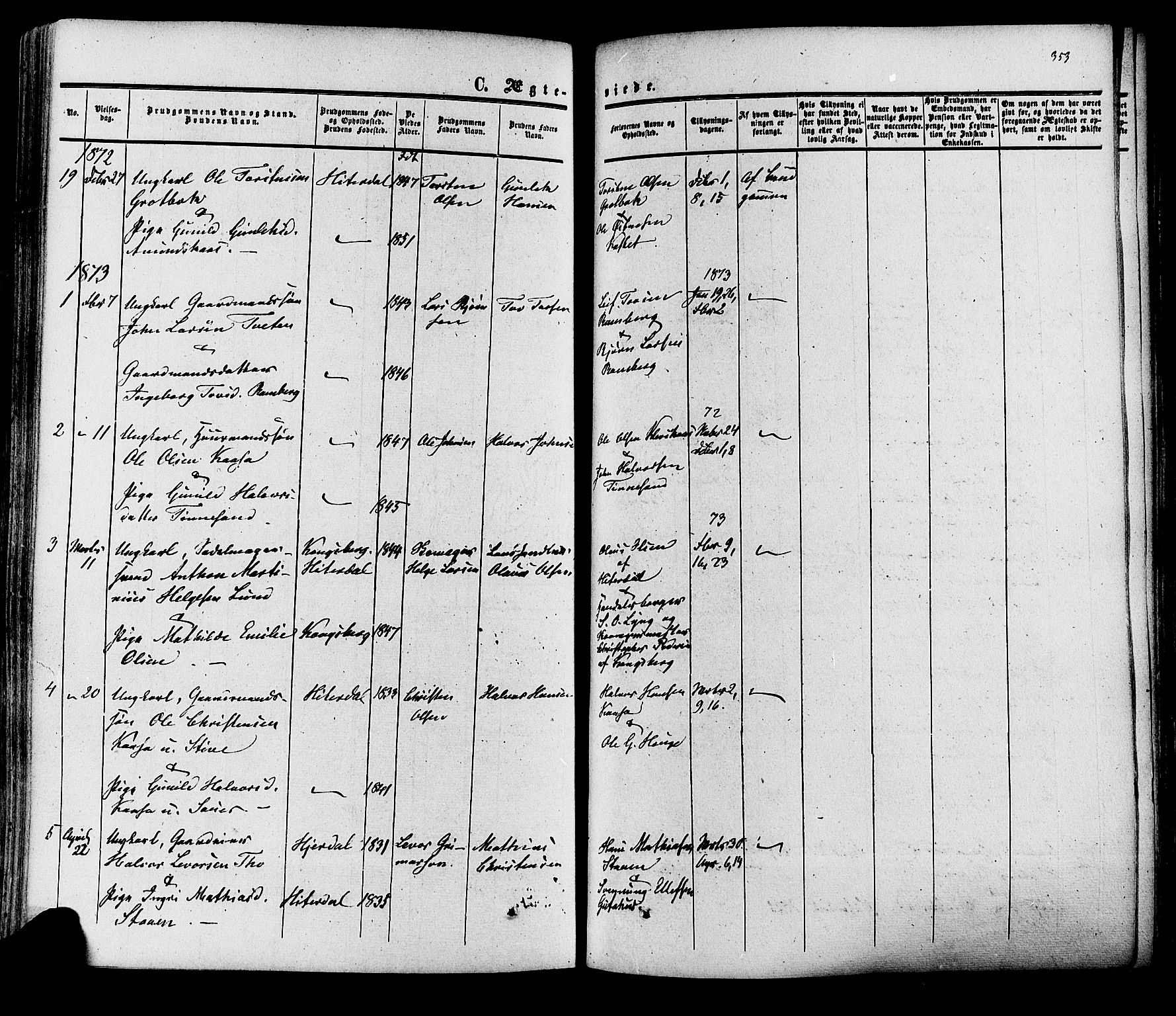 Heddal kirkebøker, SAKO/A-268/F/Fa/L0007: Parish register (official) no. I 7, 1855-1877, p. 353