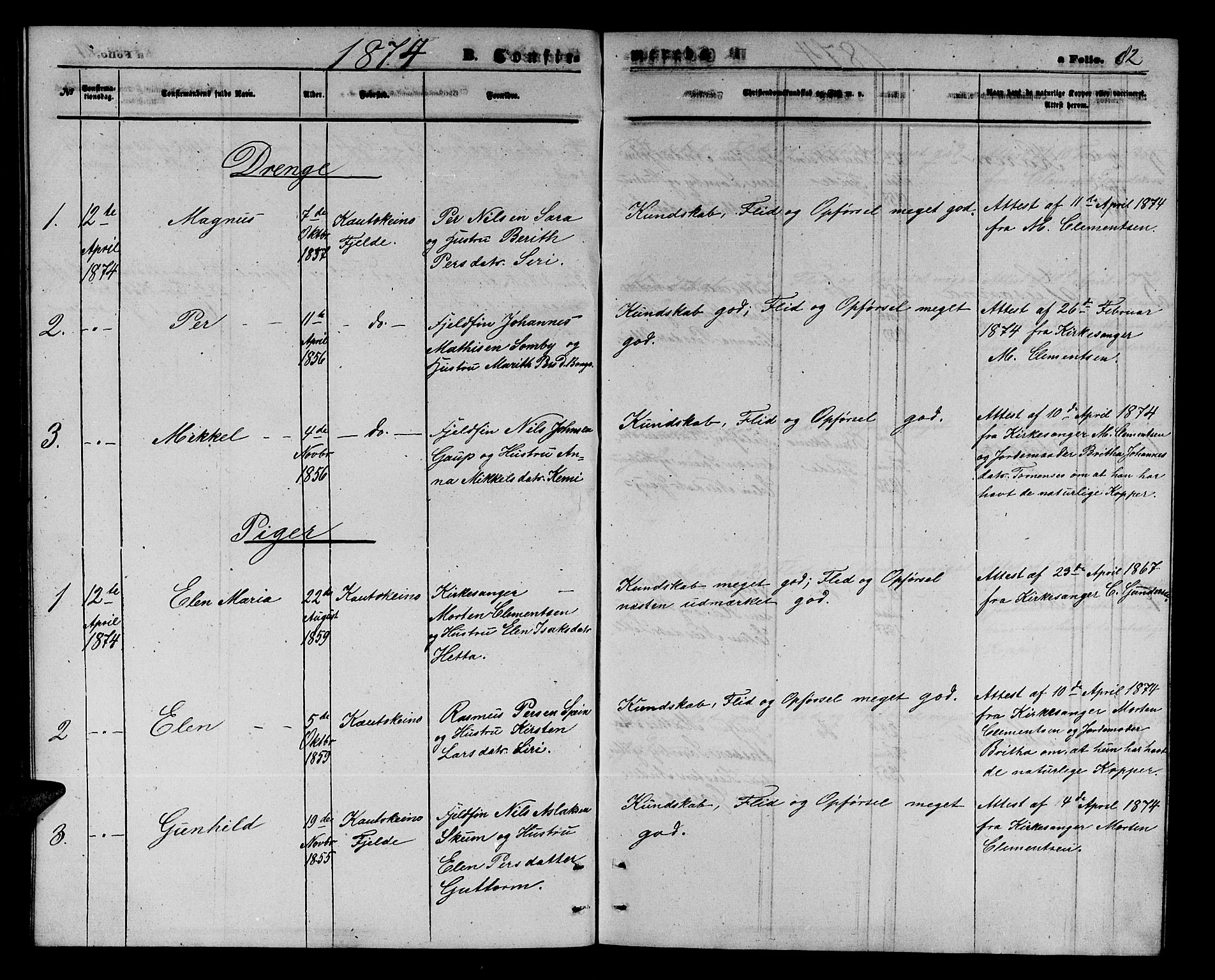 Kautokeino sokneprestembete, AV/SATØ-S-1340/H/Hb/L0001.klokk: Parish register (copy) no. 1, 1862-1878, p. 82