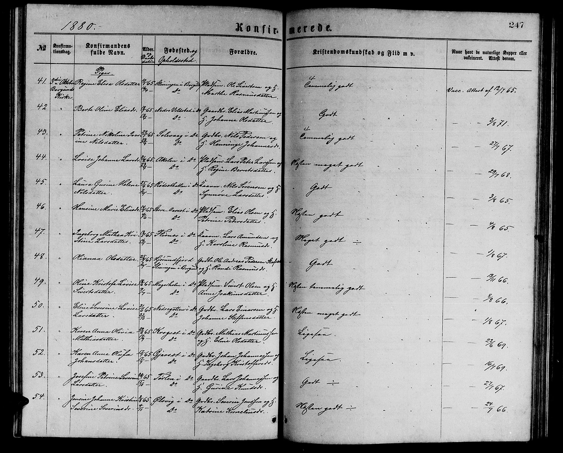 Ministerialprotokoller, klokkerbøker og fødselsregistre - Møre og Romsdal, AV/SAT-A-1454/528/L0429: Parish register (copy) no. 528C10, 1872-1886, p. 247