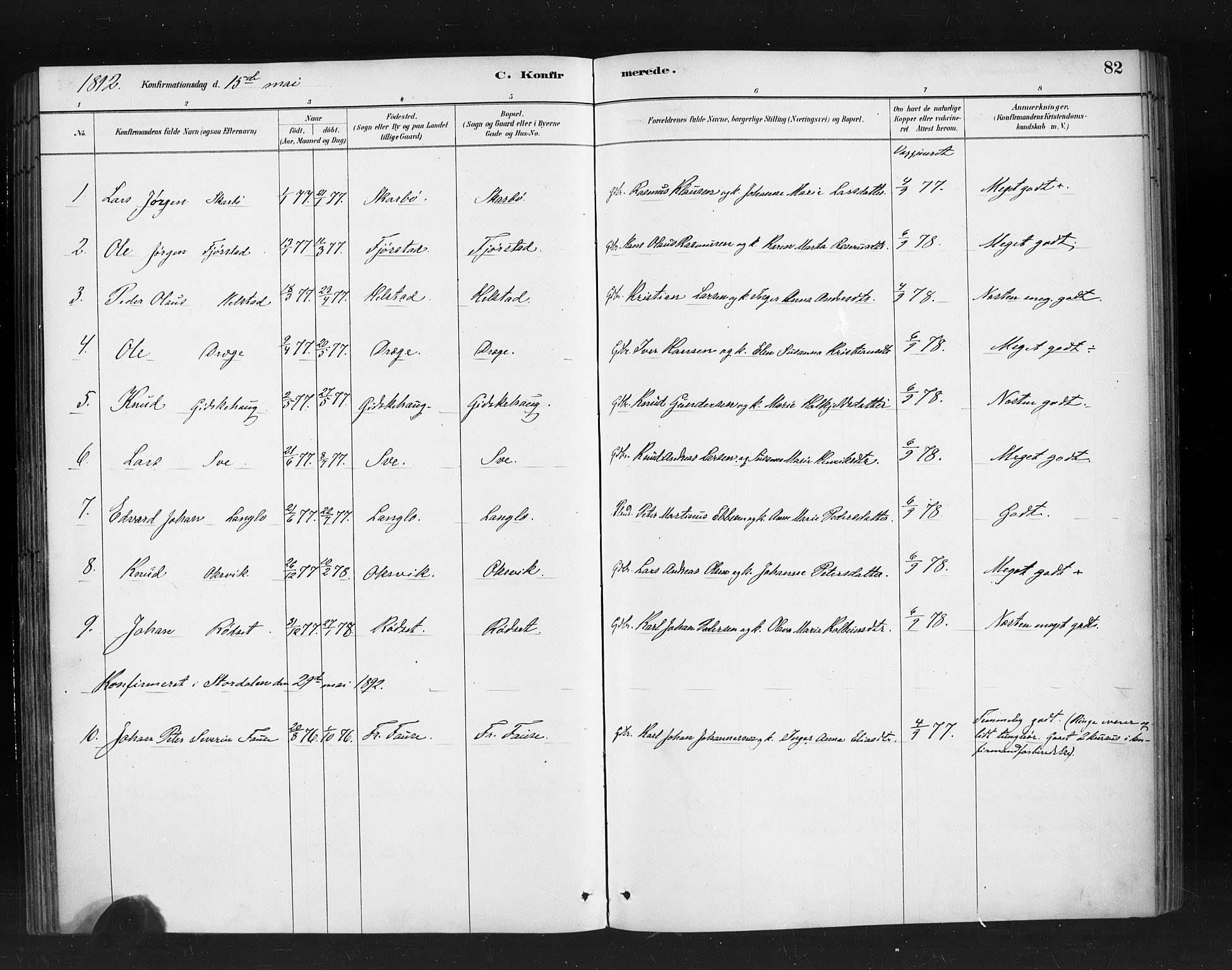 Ministerialprotokoller, klokkerbøker og fødselsregistre - Møre og Romsdal, SAT/A-1454/520/L0283: Parish register (official) no. 520A12, 1882-1898, p. 82
