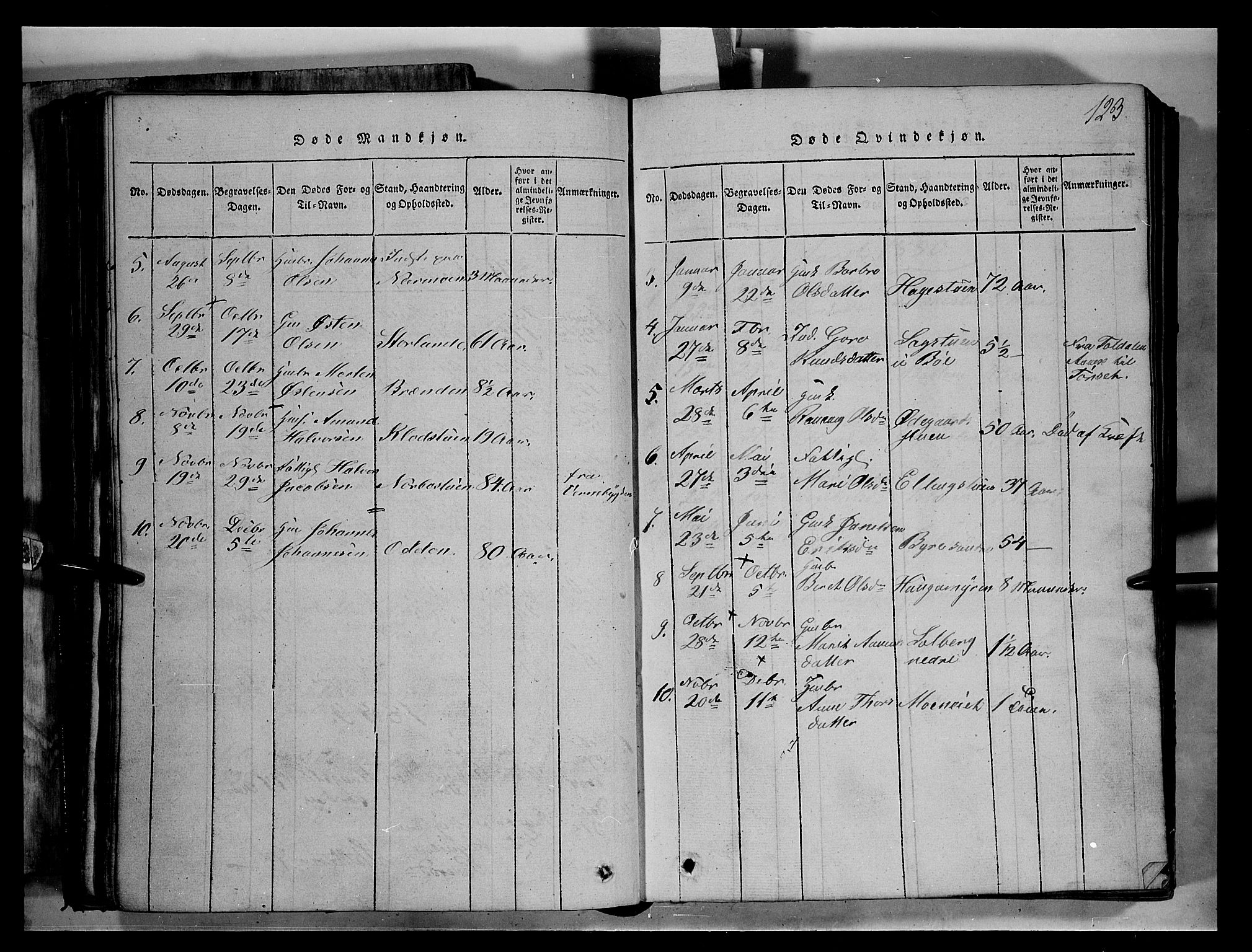 Fron prestekontor, SAH/PREST-078/H/Ha/Hab/L0004: Parish register (copy) no. 4, 1816-1850, p. 123