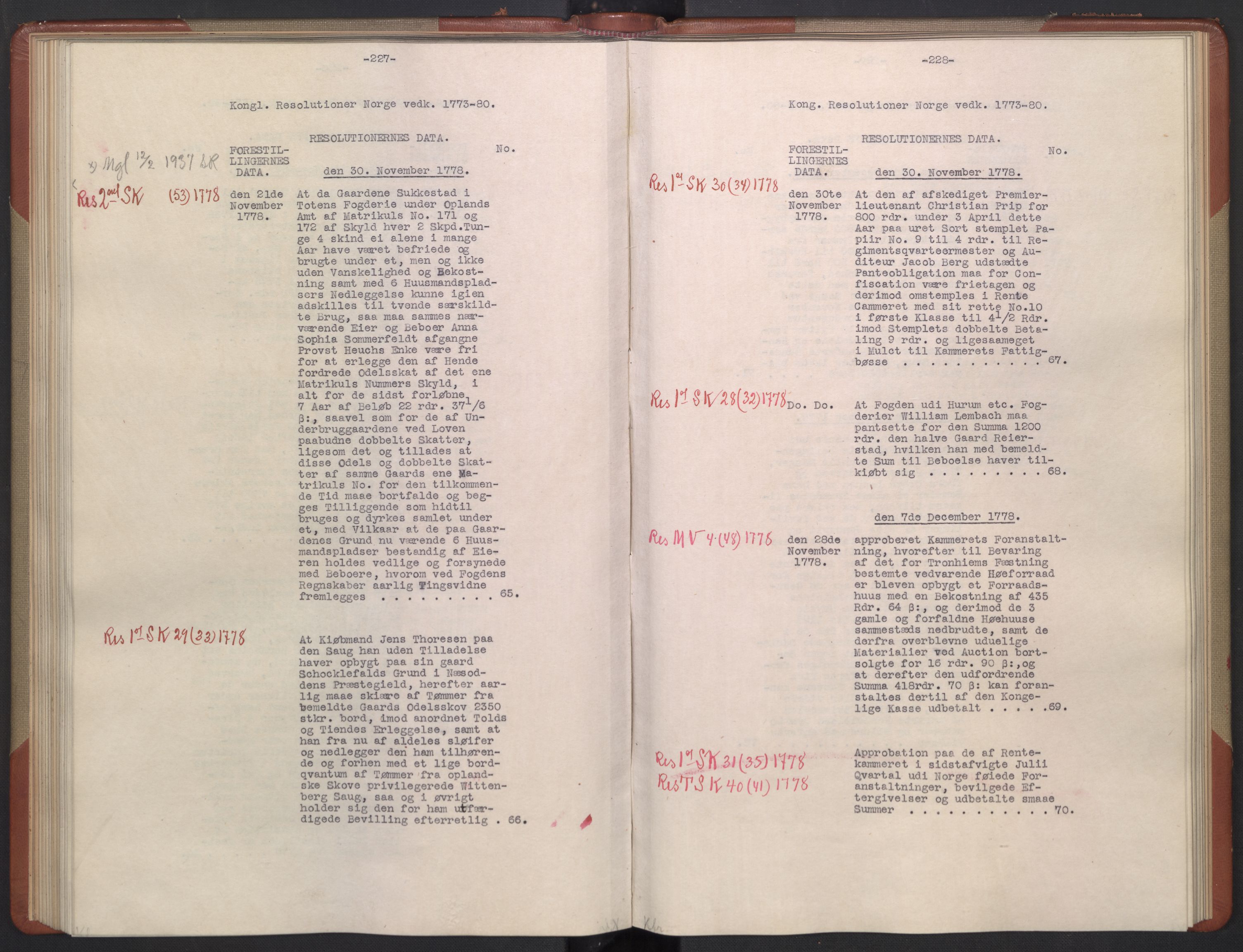 Avskriftsamlingen, RA/EA-4022/F/Fb/L0122: Registratur over norske Relasjons- og resolusjonsprotokoller, 1773-1780, p. 72