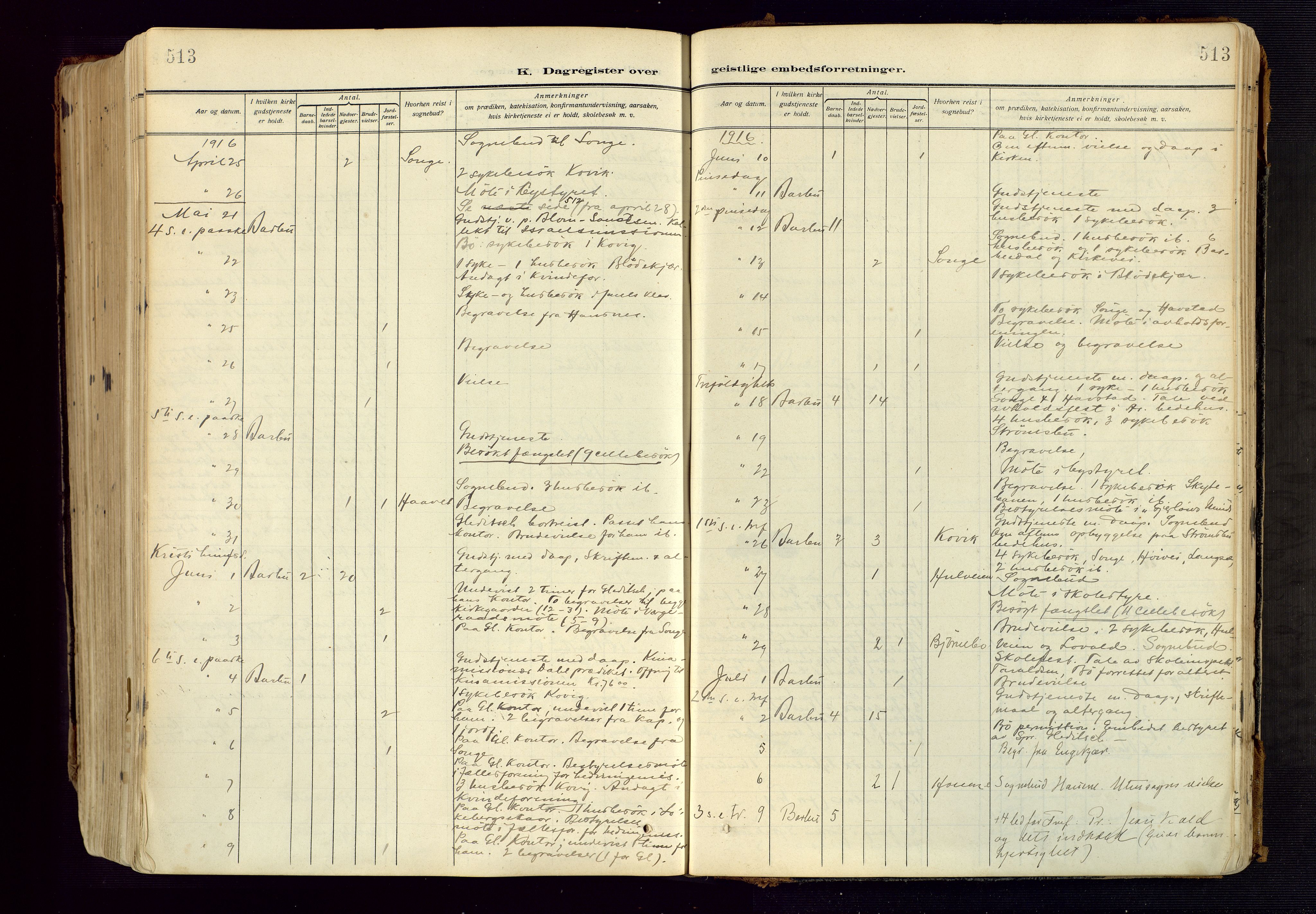 Barbu sokneprestkontor, AV/SAK-1111-0003/F/Fa/L0006: Parish register (official) no. A 6, 1910-1929, p. 513