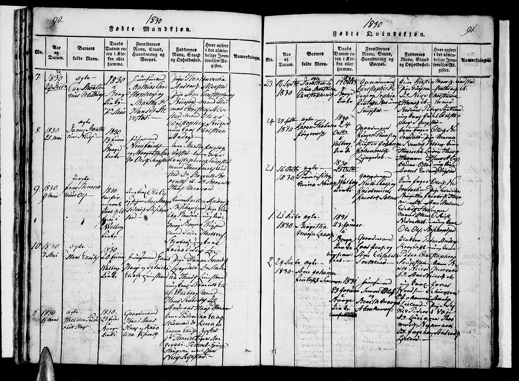 Ministerialprotokoller, klokkerbøker og fødselsregistre - Nordland, SAT/A-1459/880/L1130: Parish register (official) no. 880A04, 1821-1843, p. 90-91