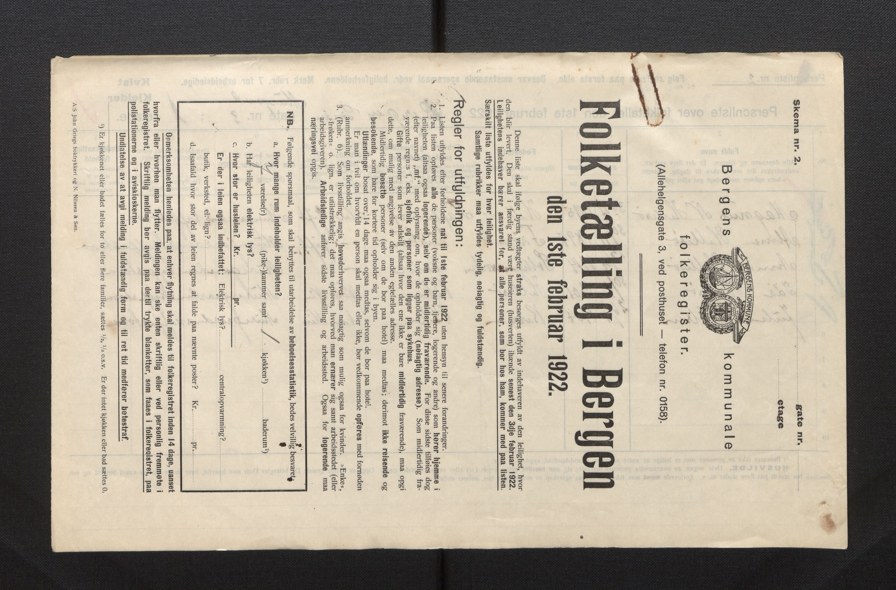 SAB, Municipal Census 1922 for Bergen, 1922, p. 25680