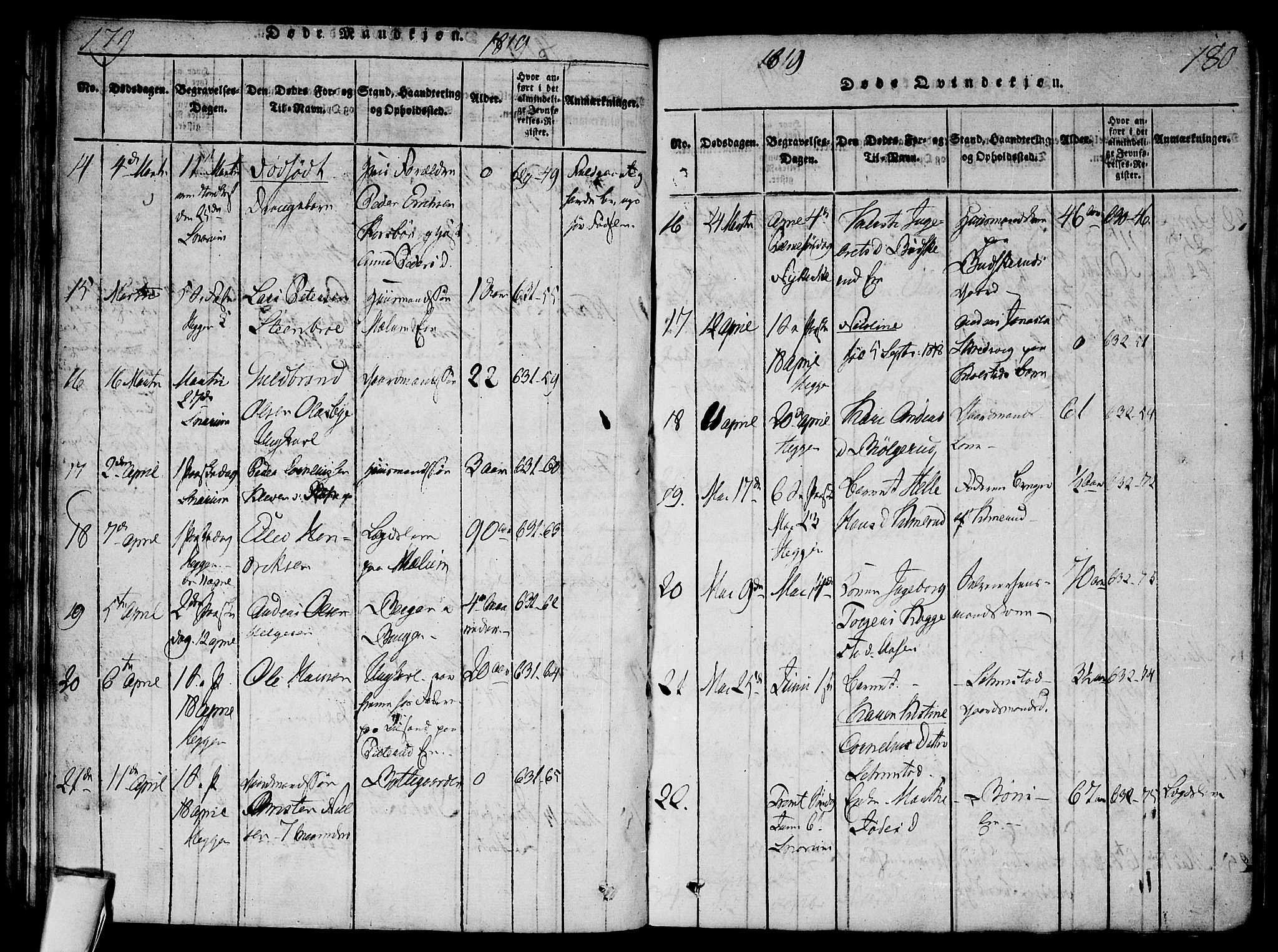 Modum kirkebøker, AV/SAKO-A-234/F/Fa/L0004: Parish register (official) no. 4, 1818-1824, p. 179-180