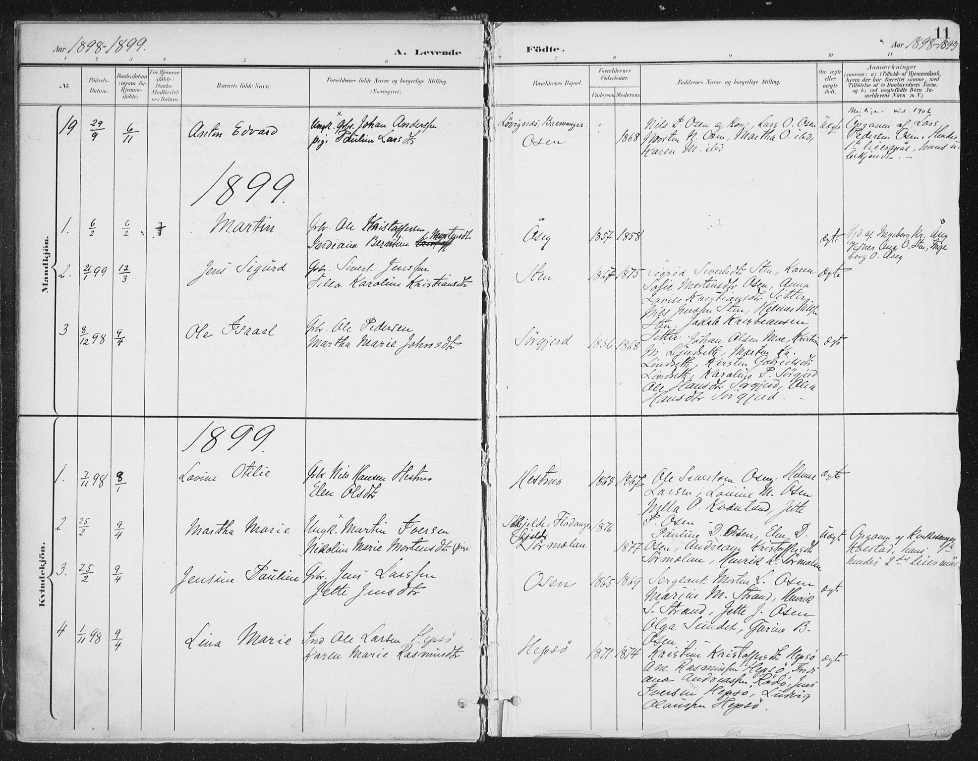 Ministerialprotokoller, klokkerbøker og fødselsregistre - Sør-Trøndelag, AV/SAT-A-1456/658/L0723: Parish register (official) no. 658A02, 1897-1912, p. 11