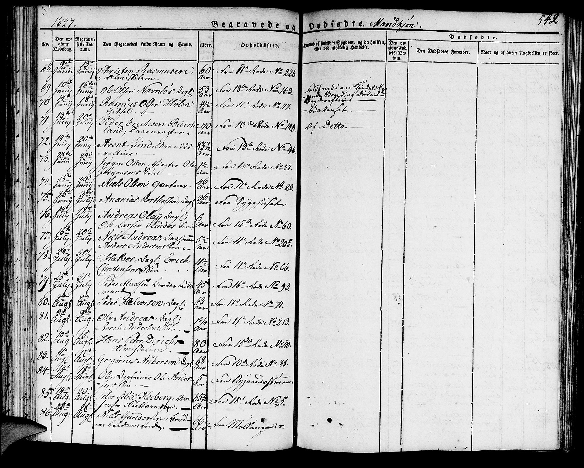 Domkirken sokneprestembete, AV/SAB-A-74801/H/Haa/L0012: Parish register (official) no. A 12, 1821-1840, p. 542