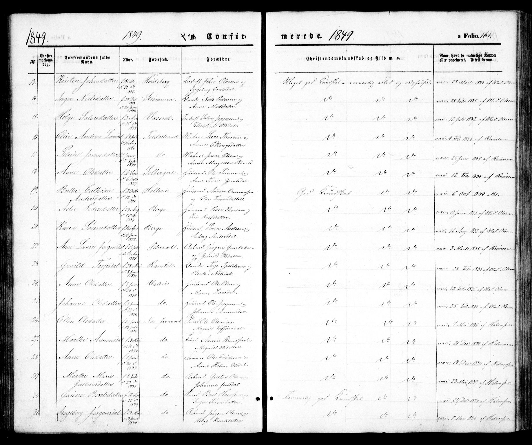 Holt sokneprestkontor, AV/SAK-1111-0021/F/Fa/L0008: Parish register (official) no. A 8, 1849-1860, p. 162