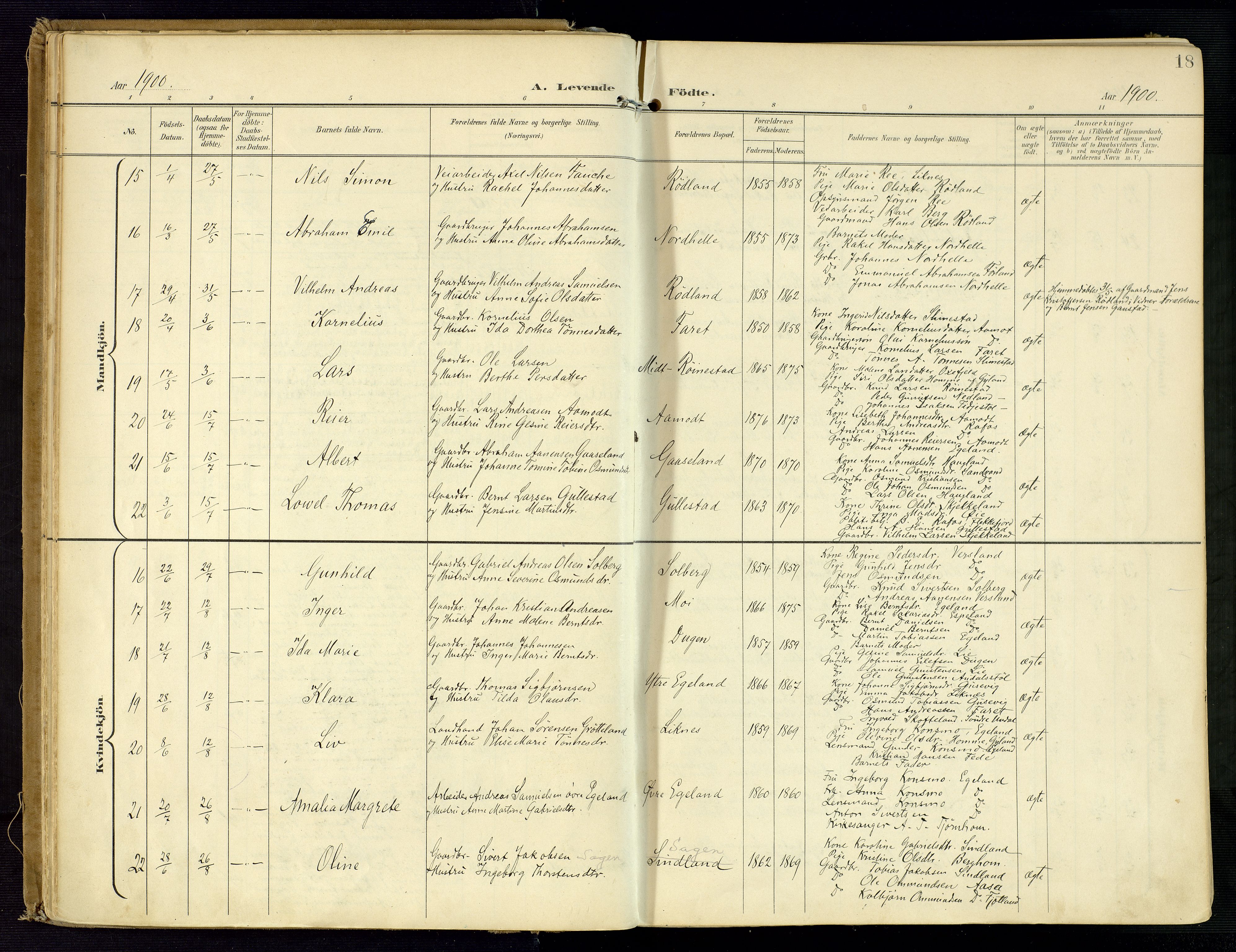 Kvinesdal sokneprestkontor, SAK/1111-0026/F/Fa/Fab/L0009: Parish register (official) no. A 9, 1898-1915, p. 18