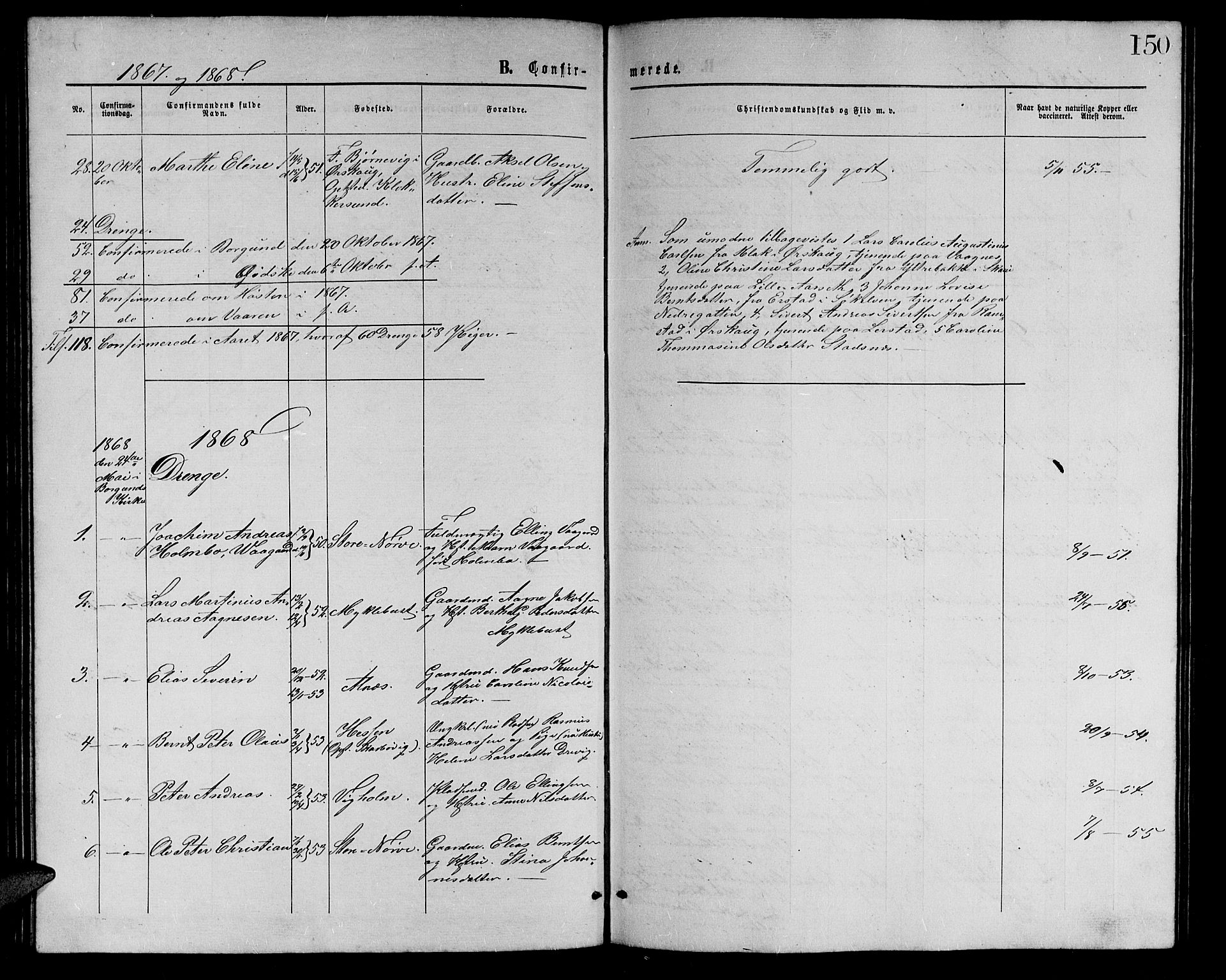 Ministerialprotokoller, klokkerbøker og fødselsregistre - Møre og Romsdal, AV/SAT-A-1454/528/L0428: Parish register (copy) no. 528C09, 1864-1880, p. 150