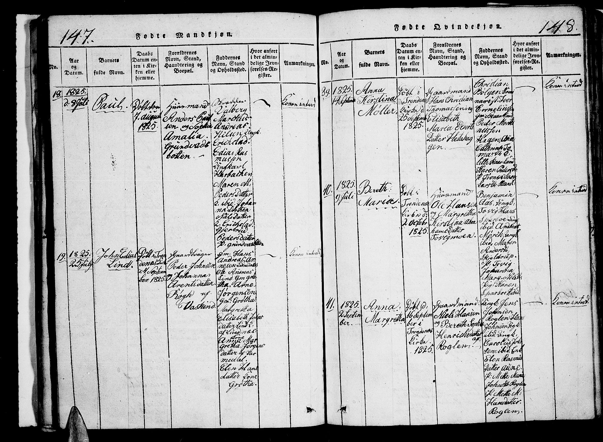 Trondenes sokneprestkontor, AV/SATØ-S-1319/H/Hb/L0003klokker: Parish register (copy) no. 3, 1820-1834, p. 147-148