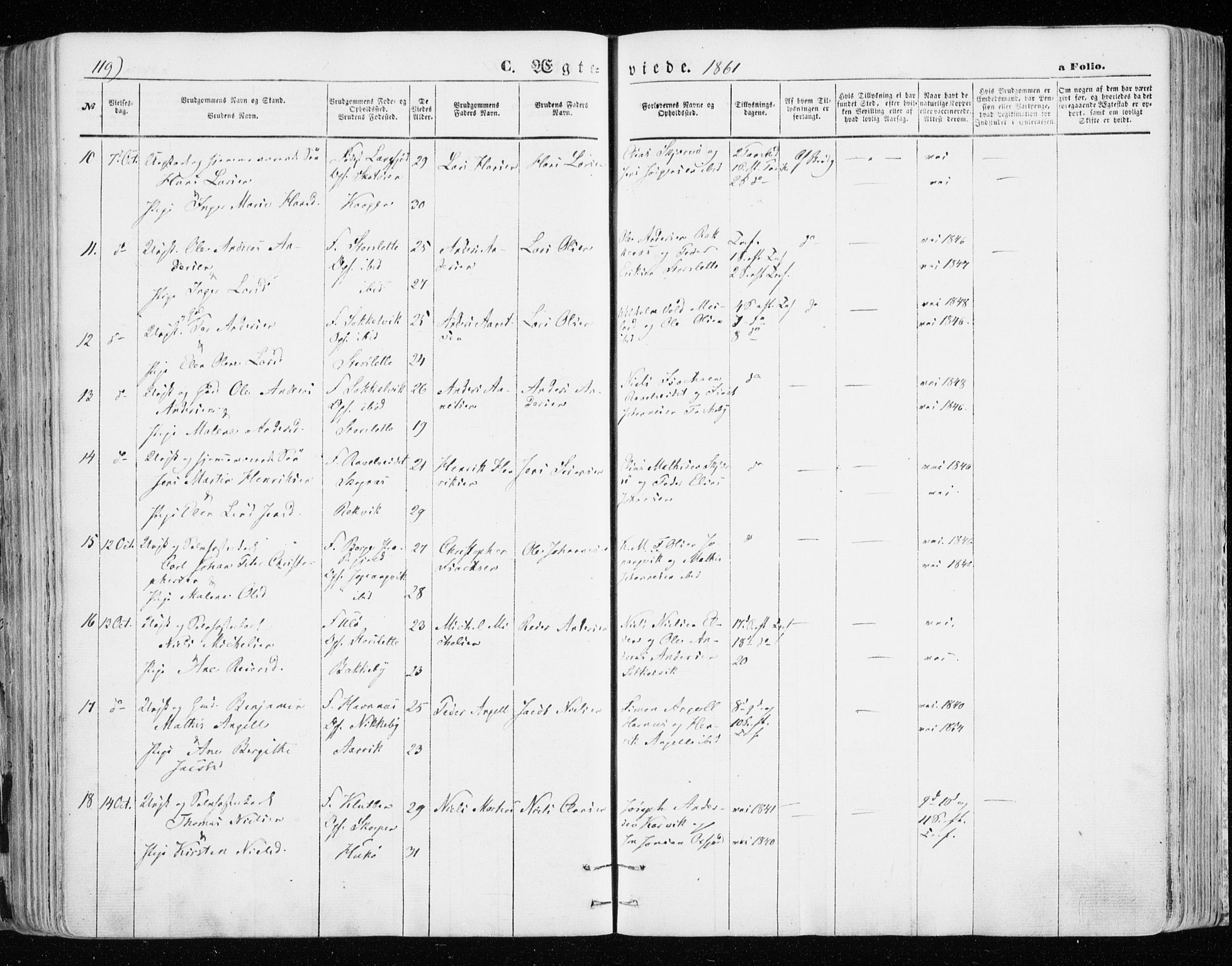 Skjervøy sokneprestkontor, AV/SATØ-S-1300/H/Ha/Haa/L0007kirke: Parish register (official) no. 7, 1860-1870, p. 119