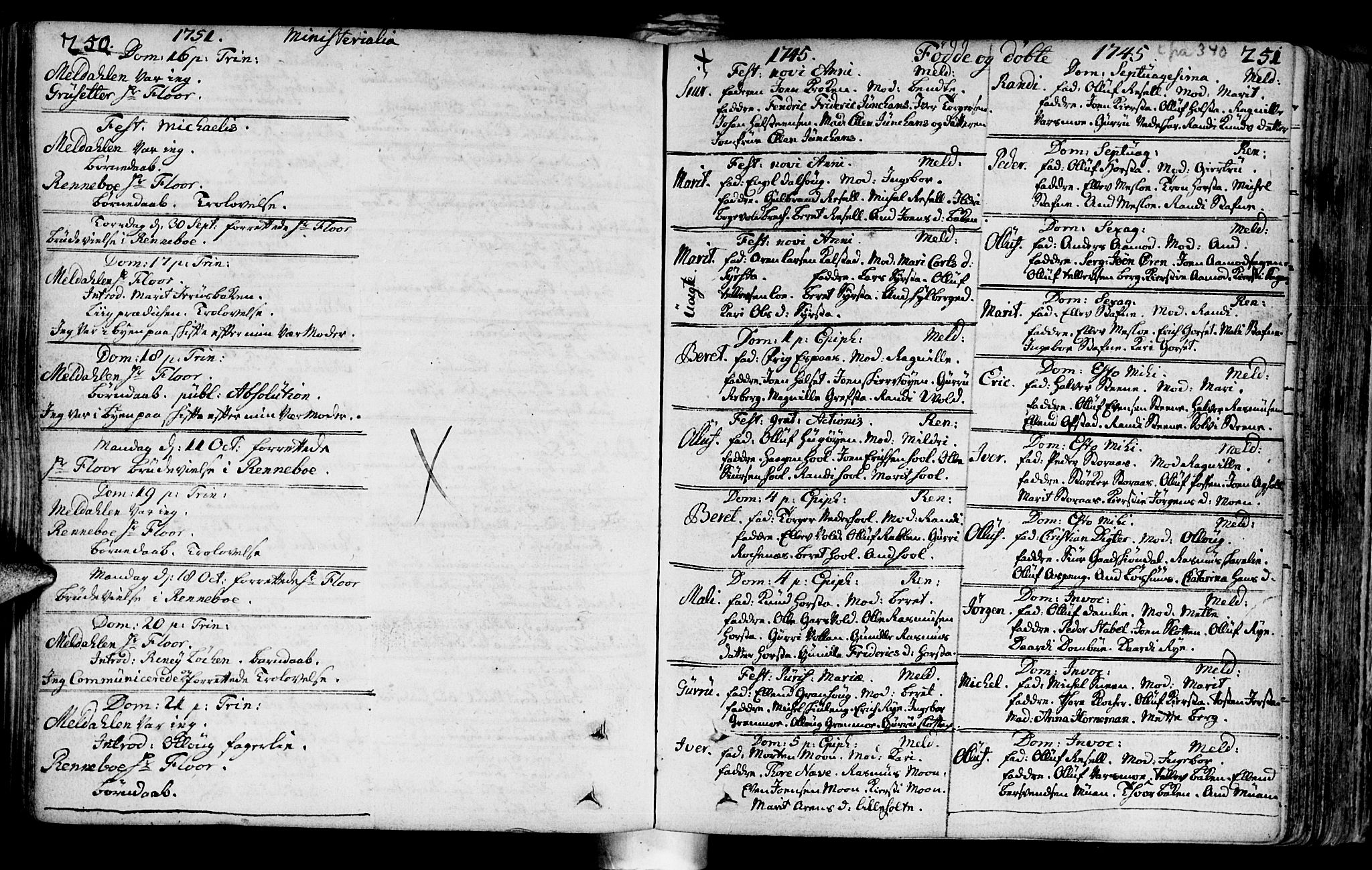Ministerialprotokoller, klokkerbøker og fødselsregistre - Sør-Trøndelag, SAT/A-1456/672/L0850: Parish register (official) no. 672A03, 1725-1751, p. 250-251