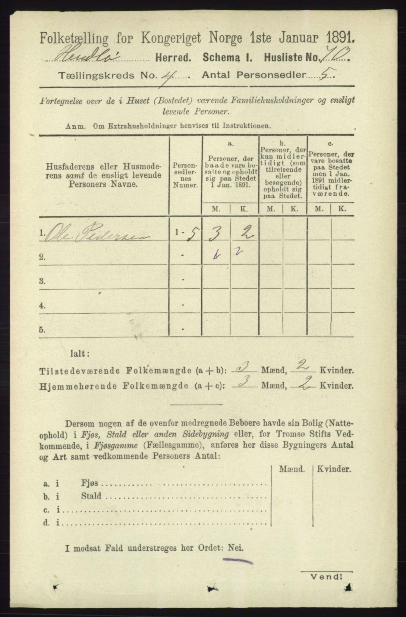 RA, 1891 census for 1258 Herdla, 1891, p. 1540